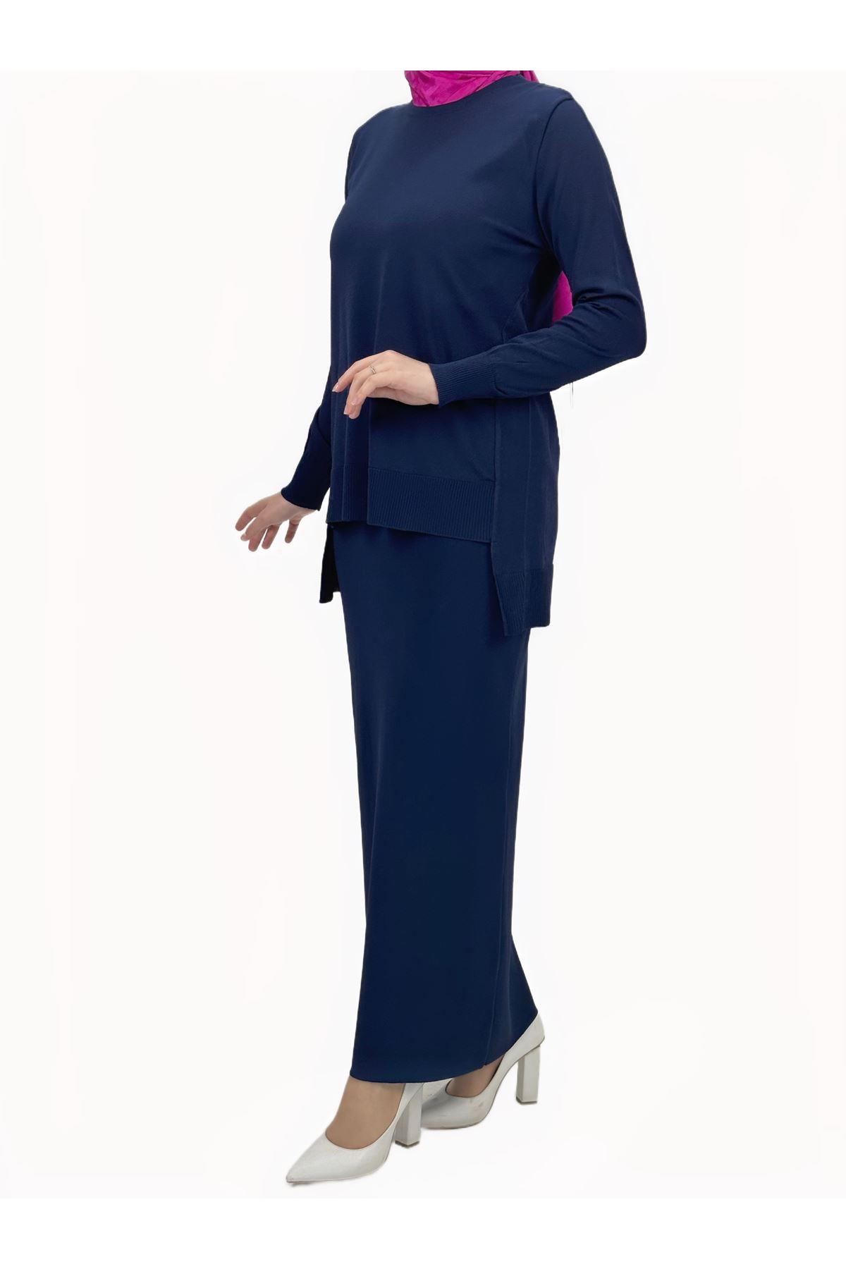 OTW1666 Merserize Triko Bluz Lacivert