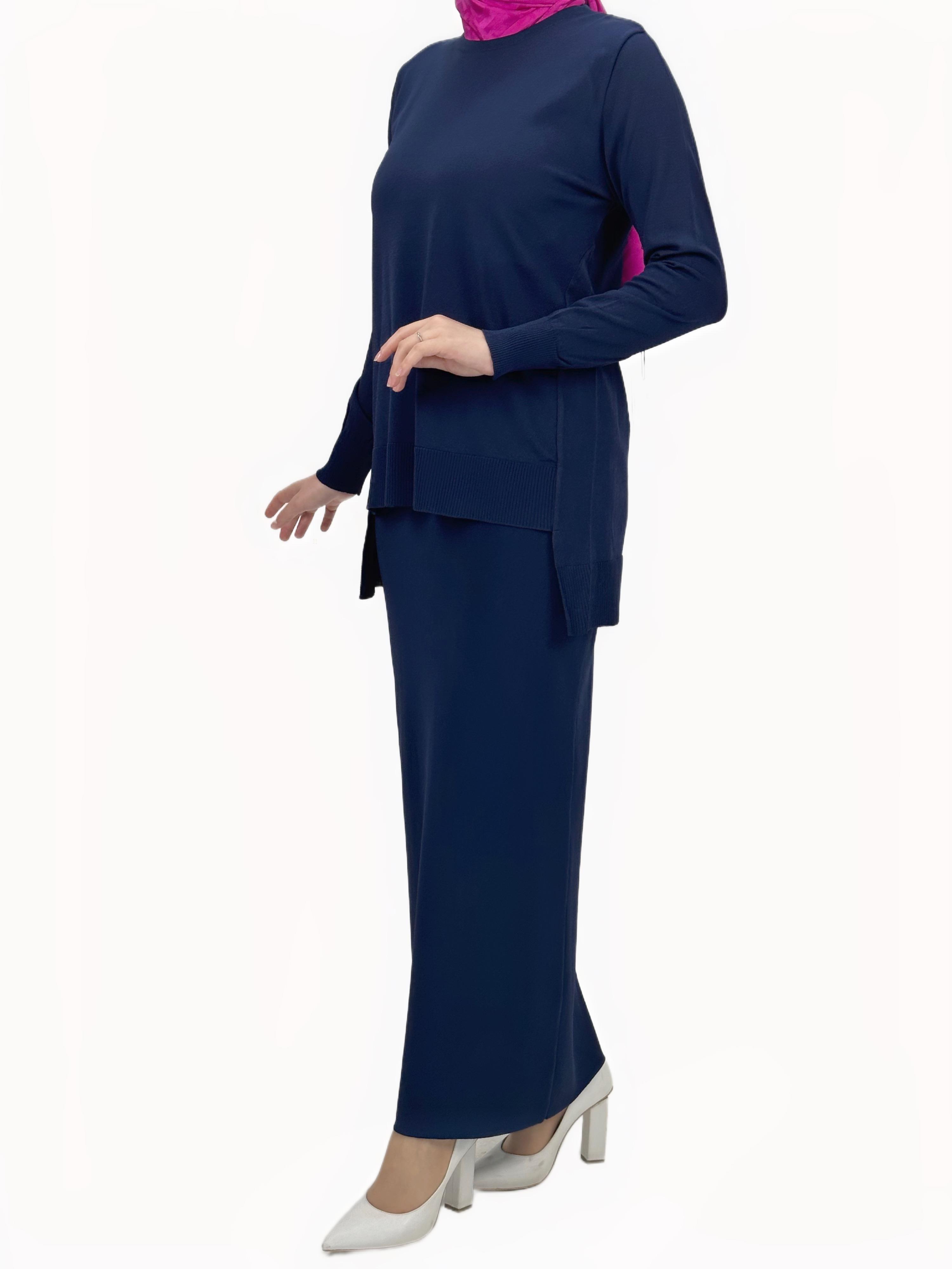 OTW1666 Merserize Triko Bluz Lacivert