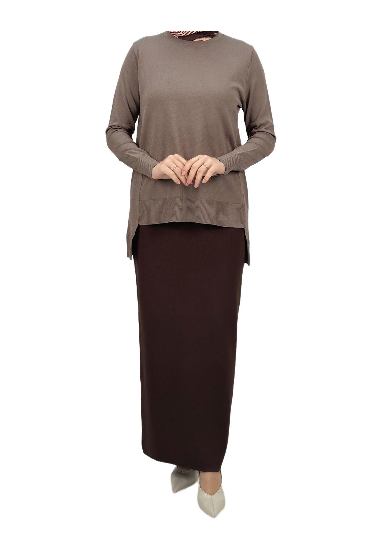 OTW1666 Merserize Triko Bluz Vizon
