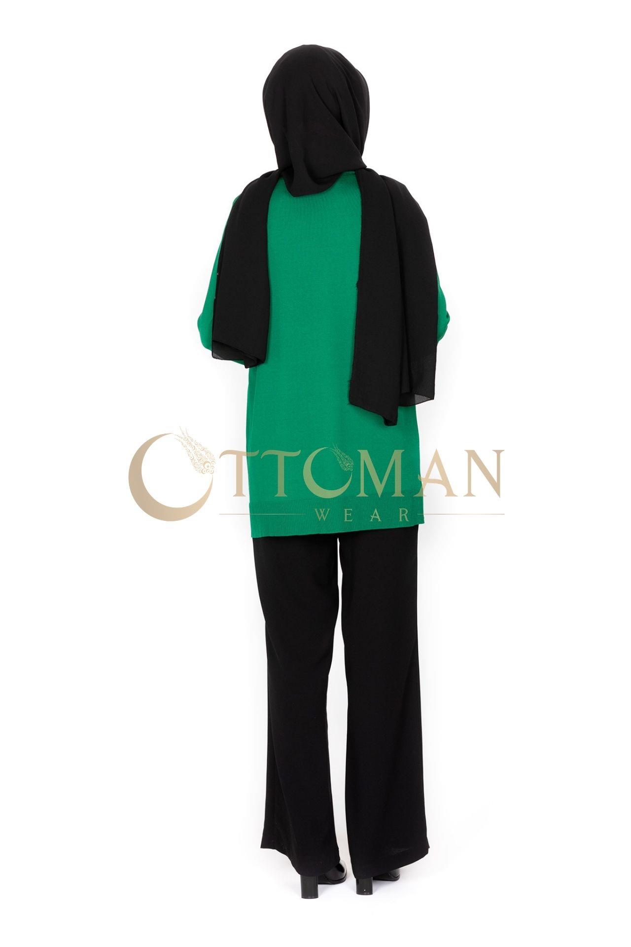 OTW1666 Merserize Triko Bluz Yeşil