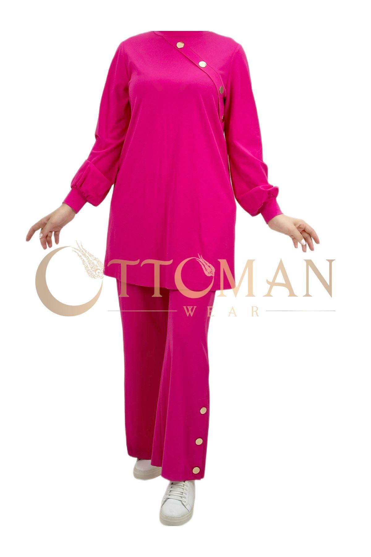 OTW1763 Pantolonlu Takım Fuşya