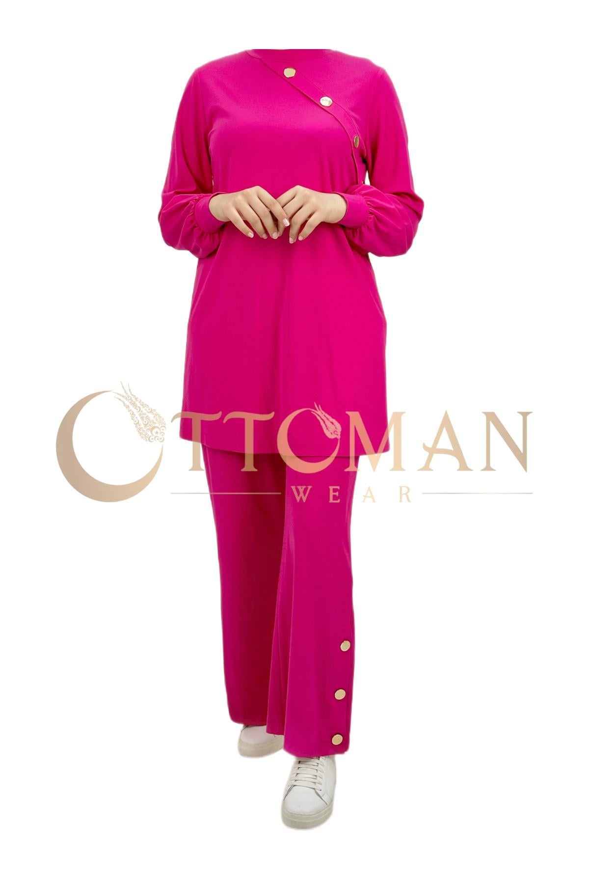 OTW1763 Pantolonlu Takım Fuşya
