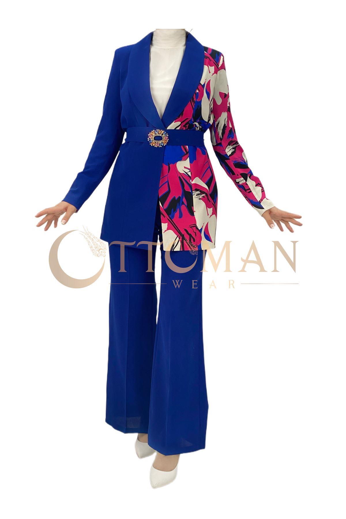 OTW1776 Pantolonlu Takım Saks