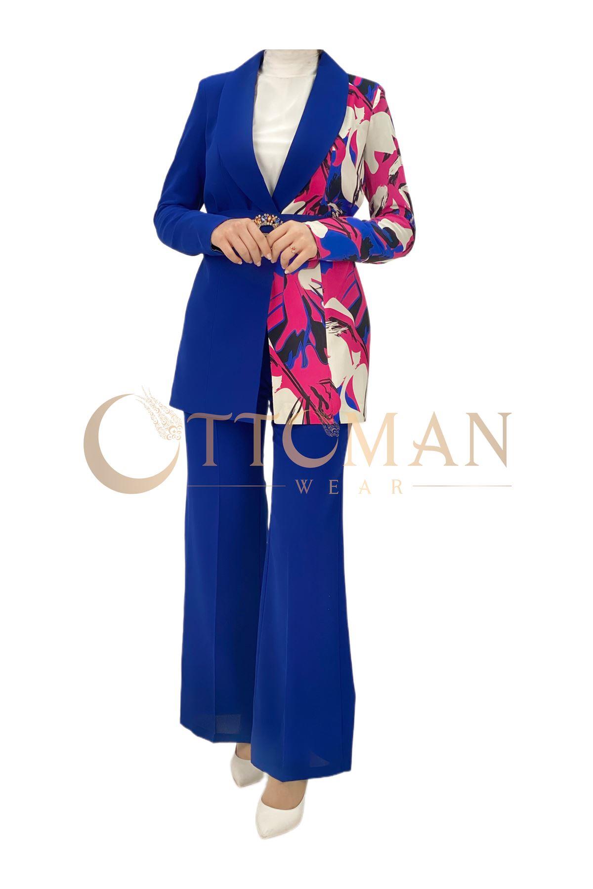 OTW1776 Pantolonlu Takım Saks