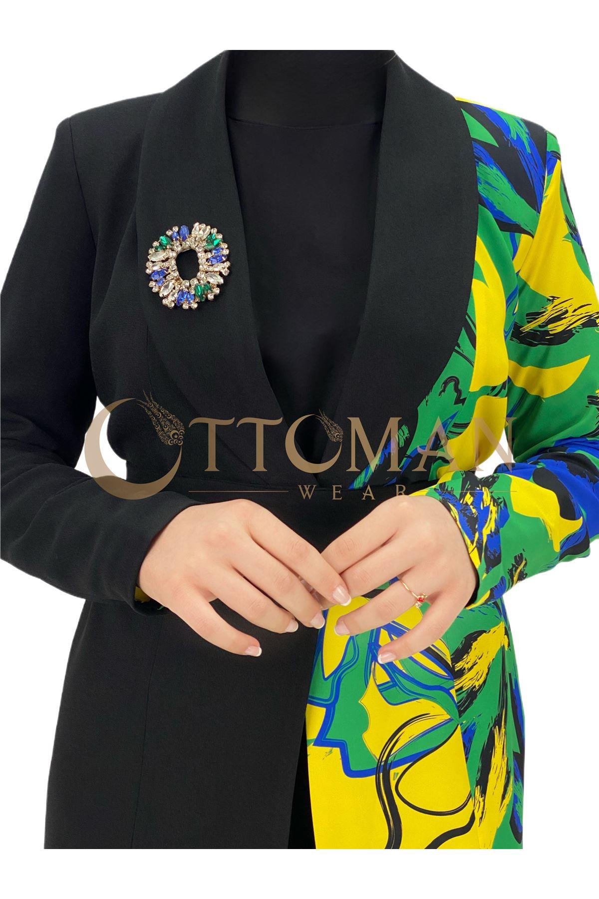 OTW1776 Pantolonlu Takım Siyah-Sarı