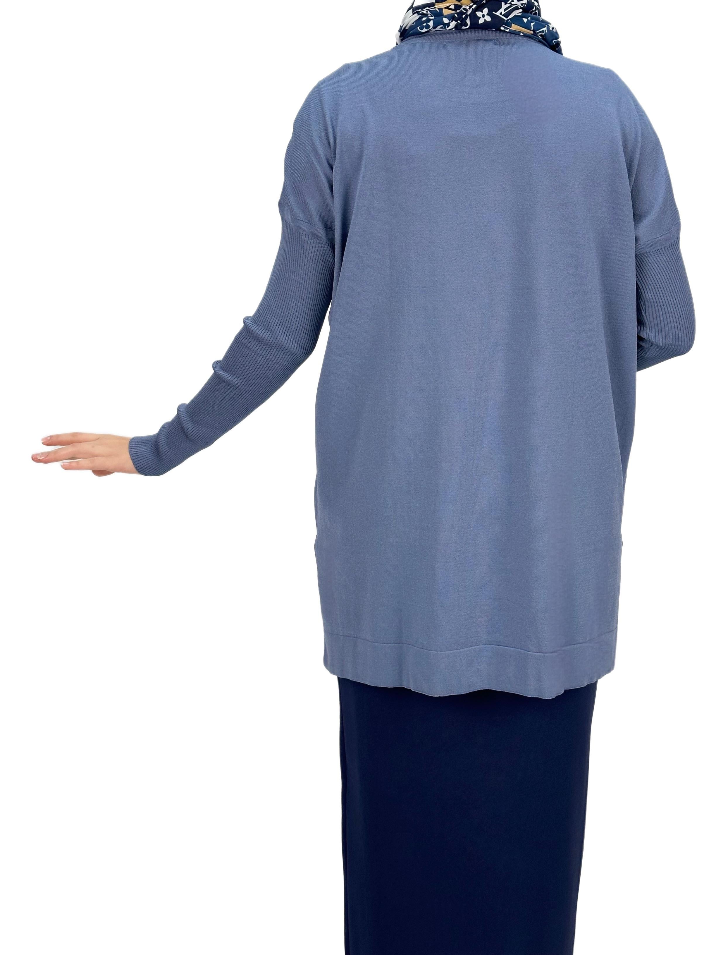 OTW1929 Merserize Triko Bluz İndigo