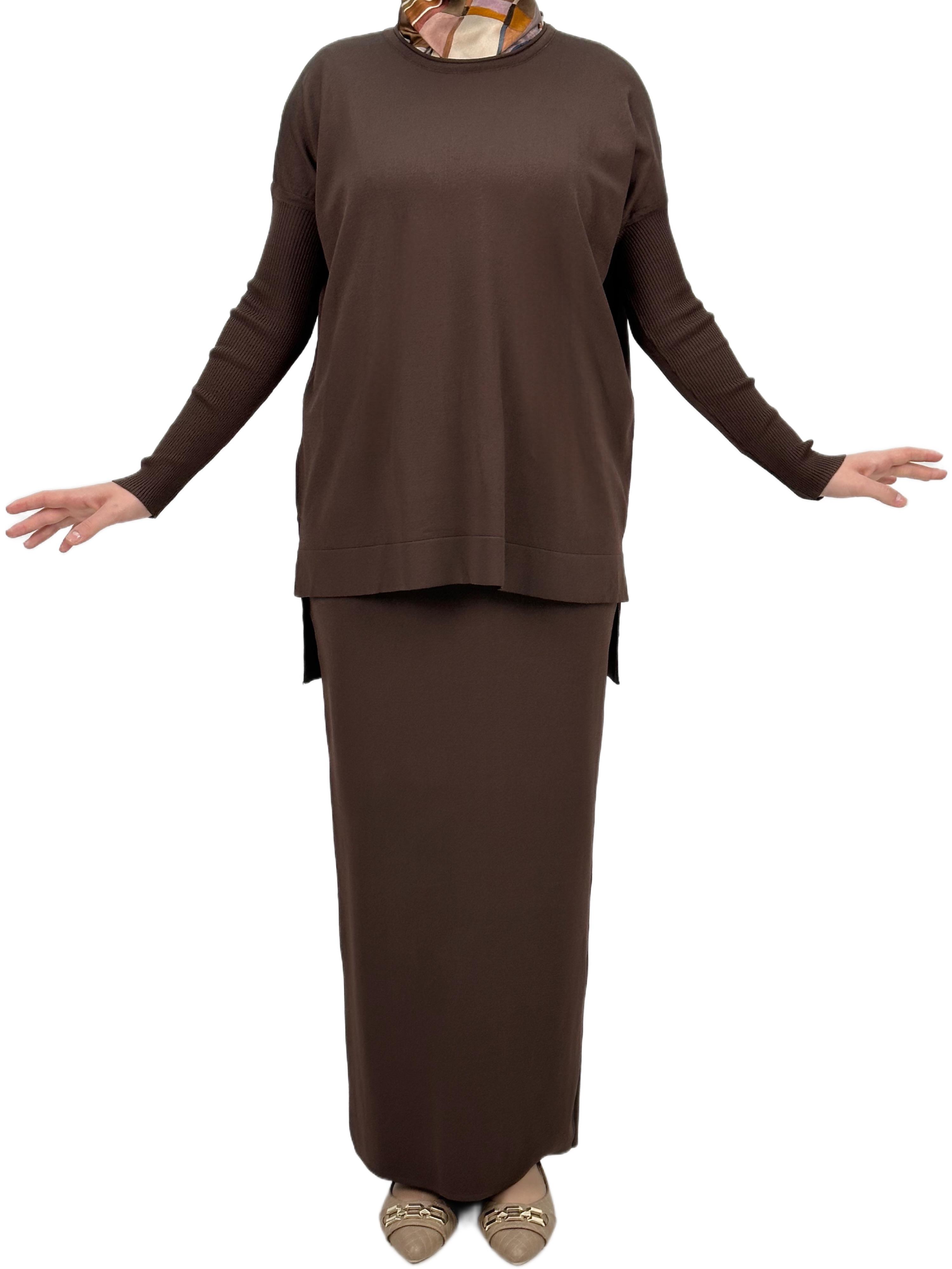 OTW1929 Merserize Triko Bluz Kahve