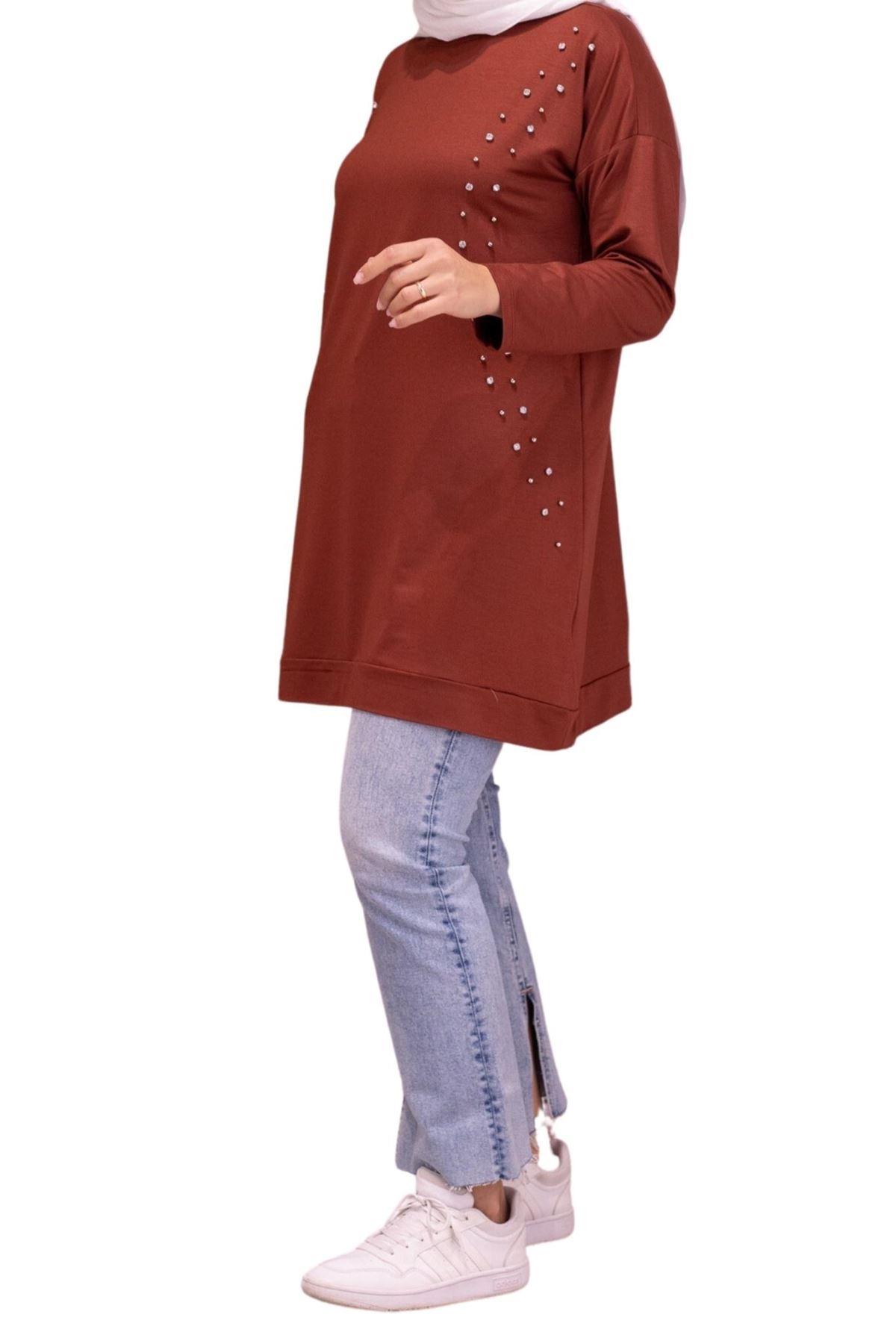 OTW20022 İki İplik Tunik Tarçın
