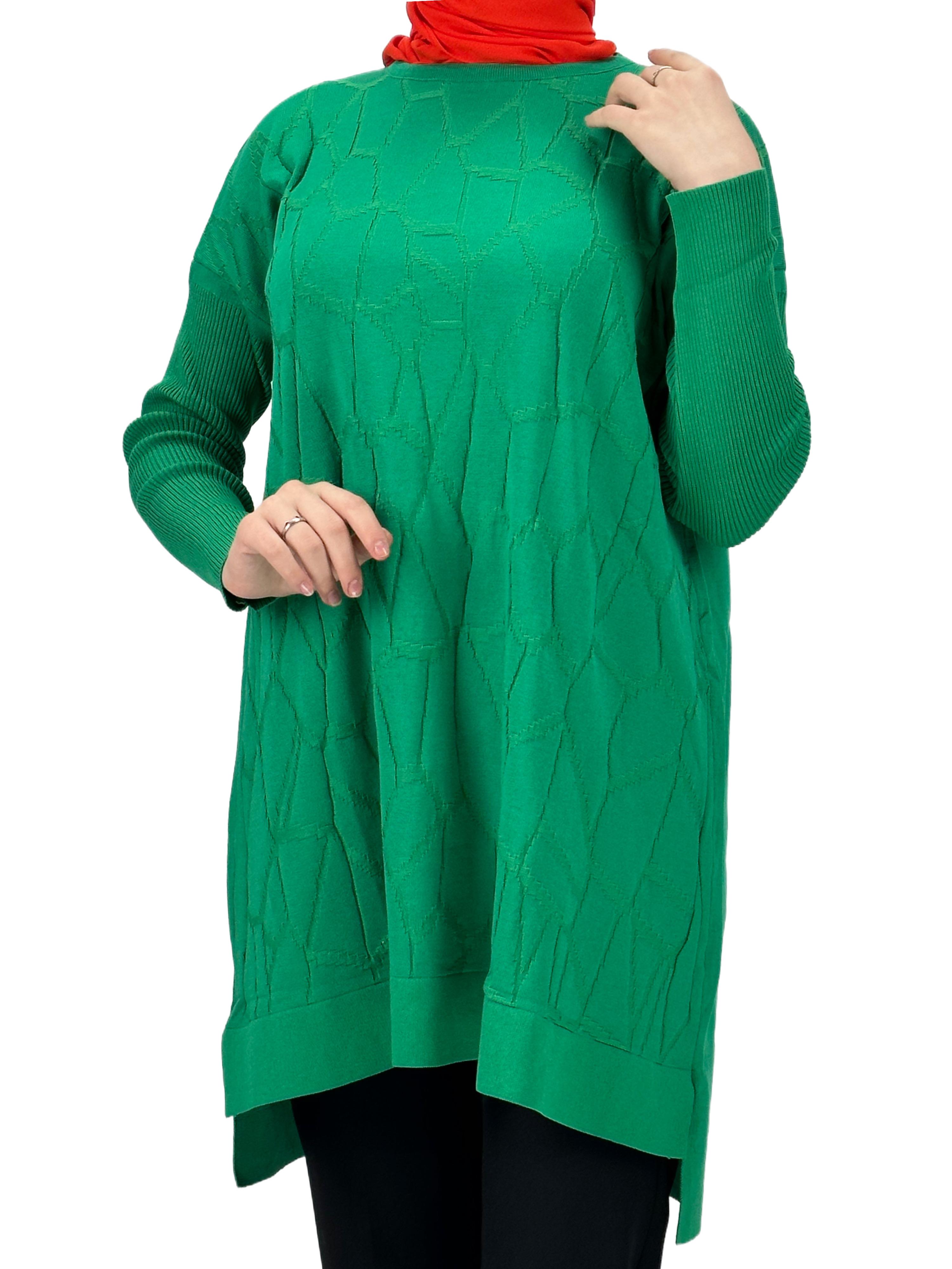 OTW2024 Kabartma Desenli Merserize Triko Tunik Benetton