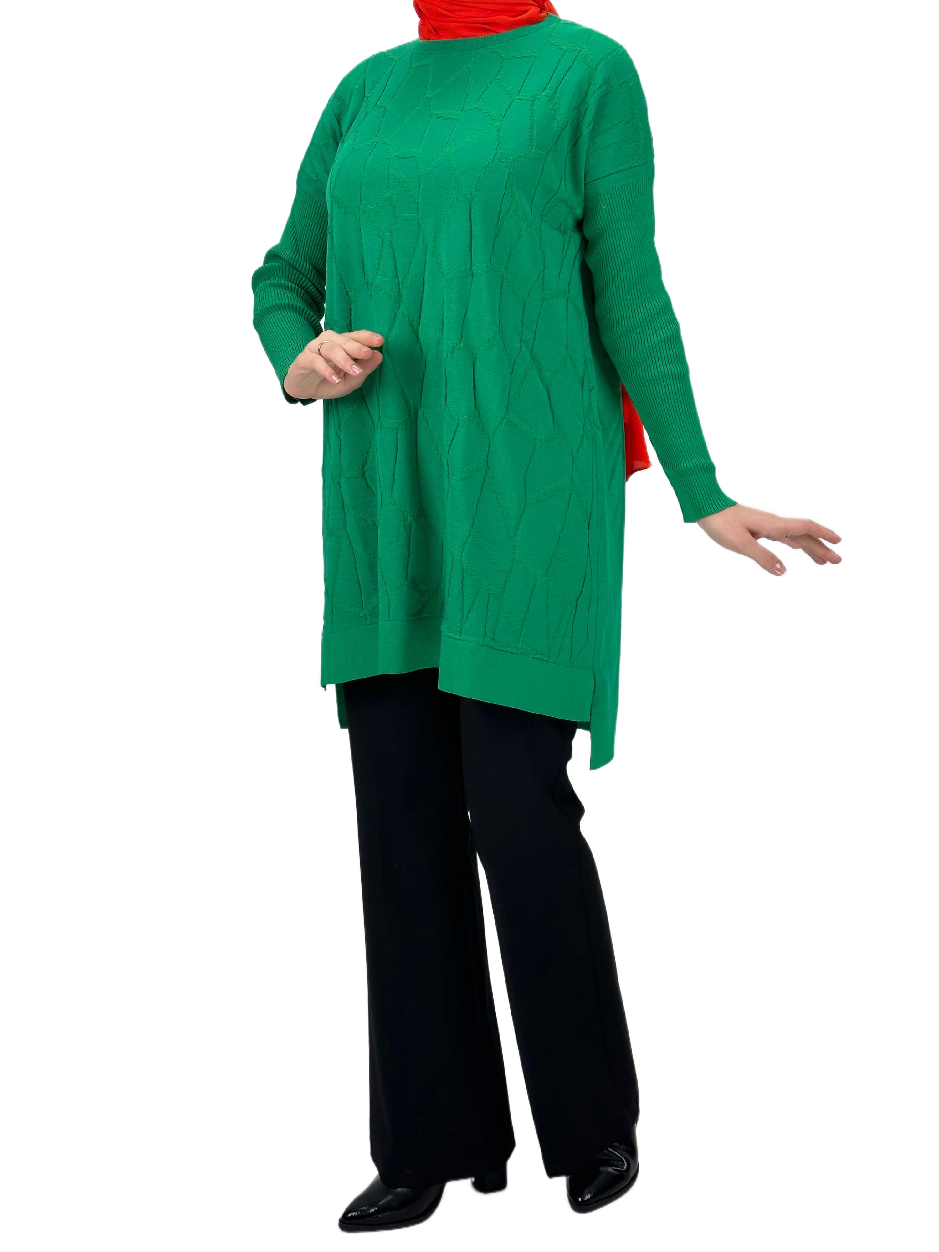 OTW2024 Kabartma Desenli Merserize Triko Tunik Benetton