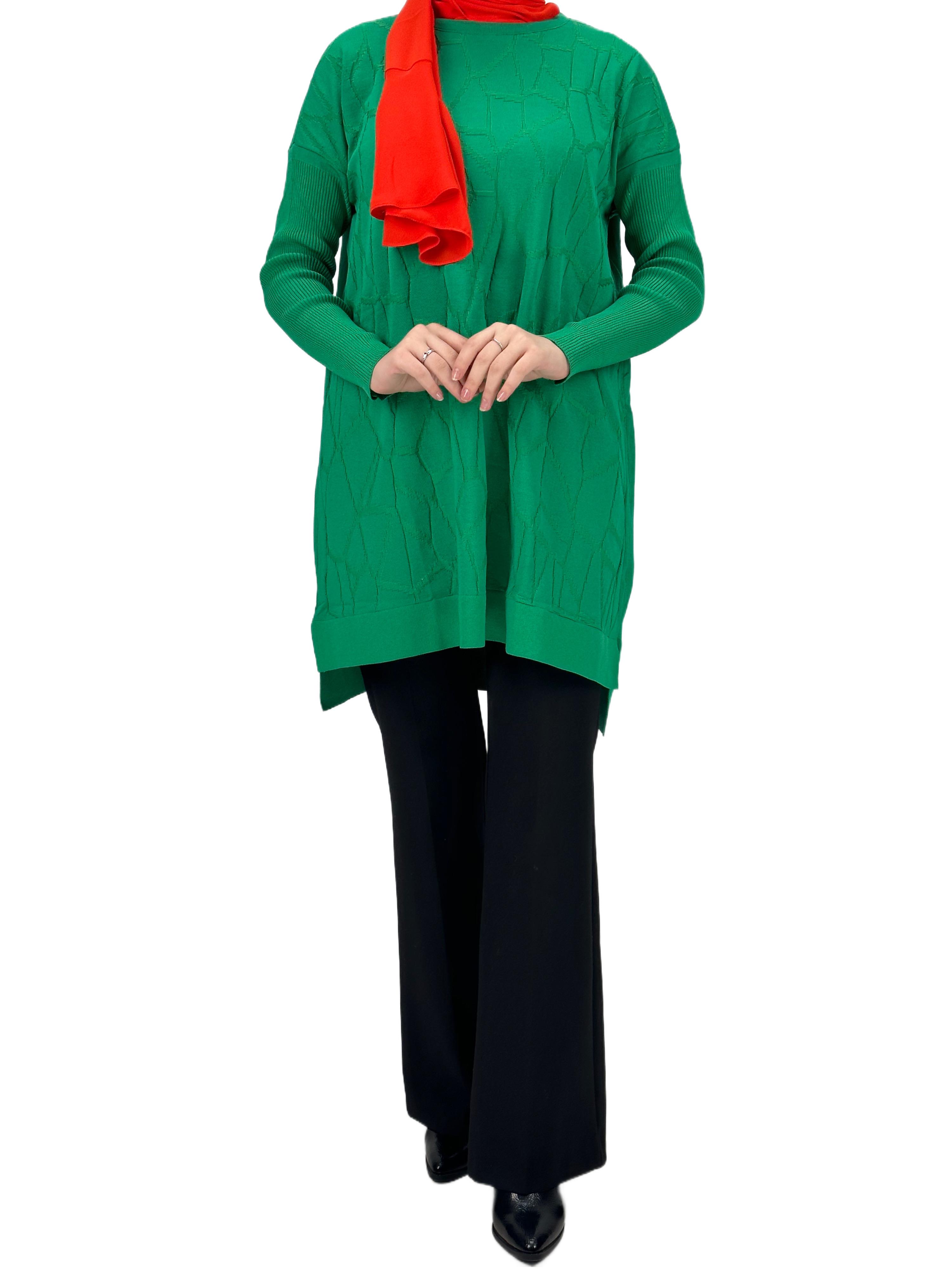 OTW2024 Kabartma Desenli Merserize Triko Tunik Benetton