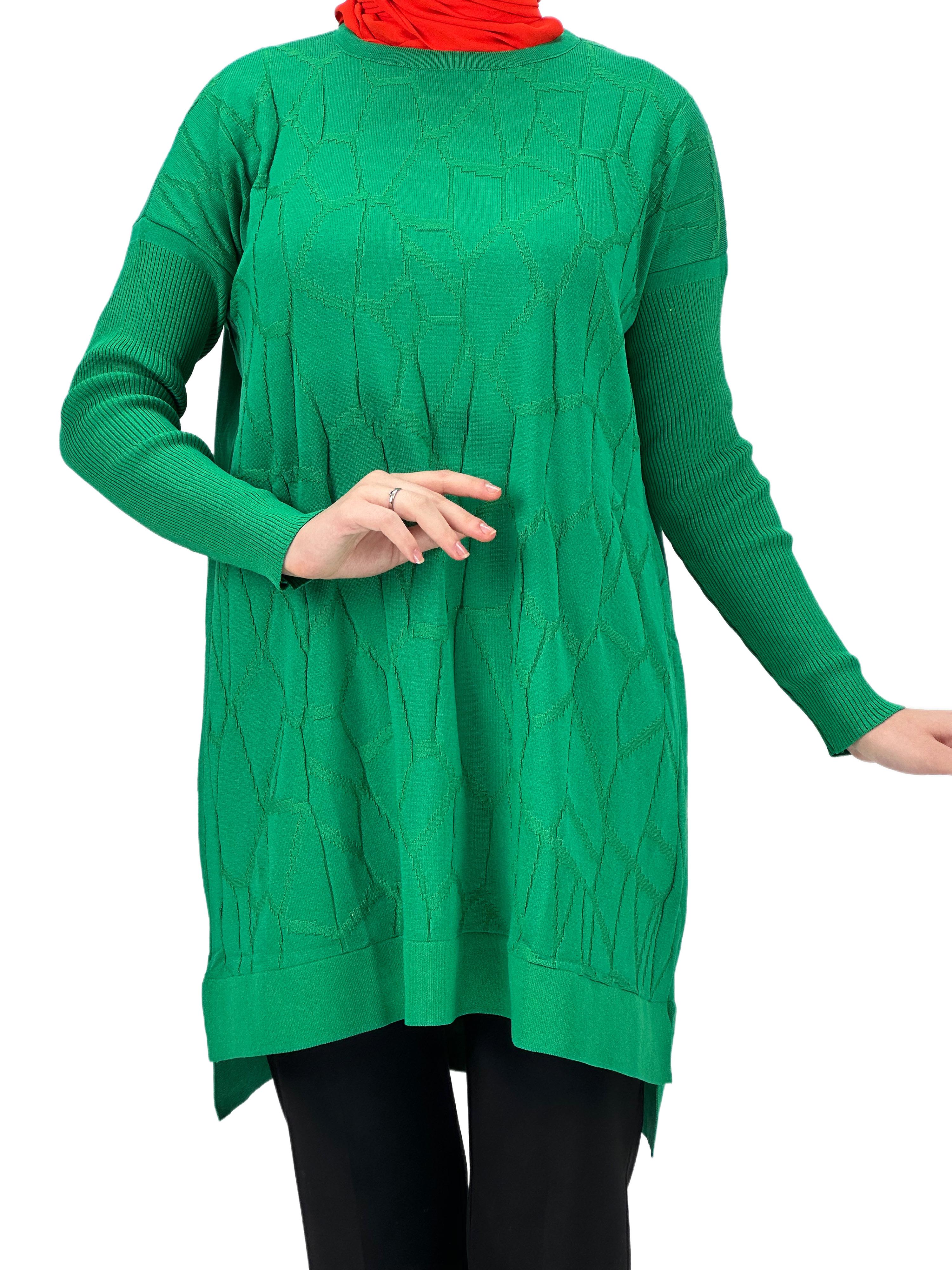 OTW2024 Kabartma Desenli Merserize Triko Tunik Benetton