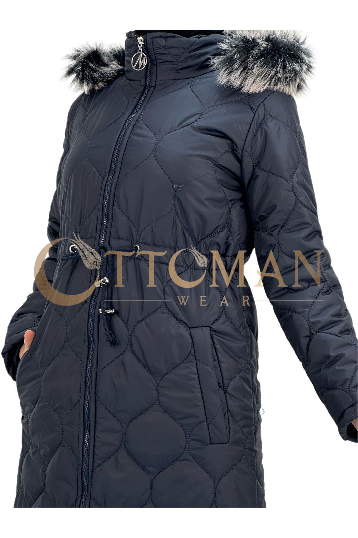 OTW2351 Belden Bağcıklı Mont Lacivert