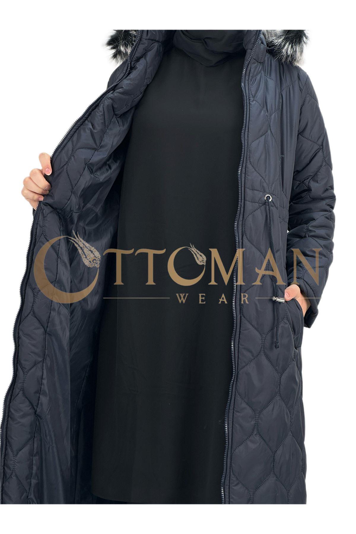 OTW2351 Belden Bağcıklı Mont Lacivert