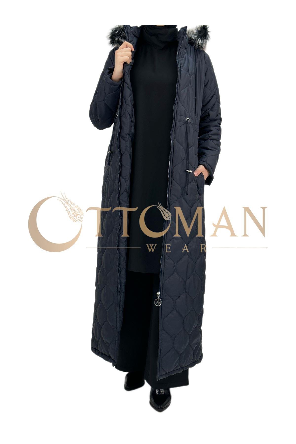 OTW2351 Belden Bağcıklı Mont Lacivert