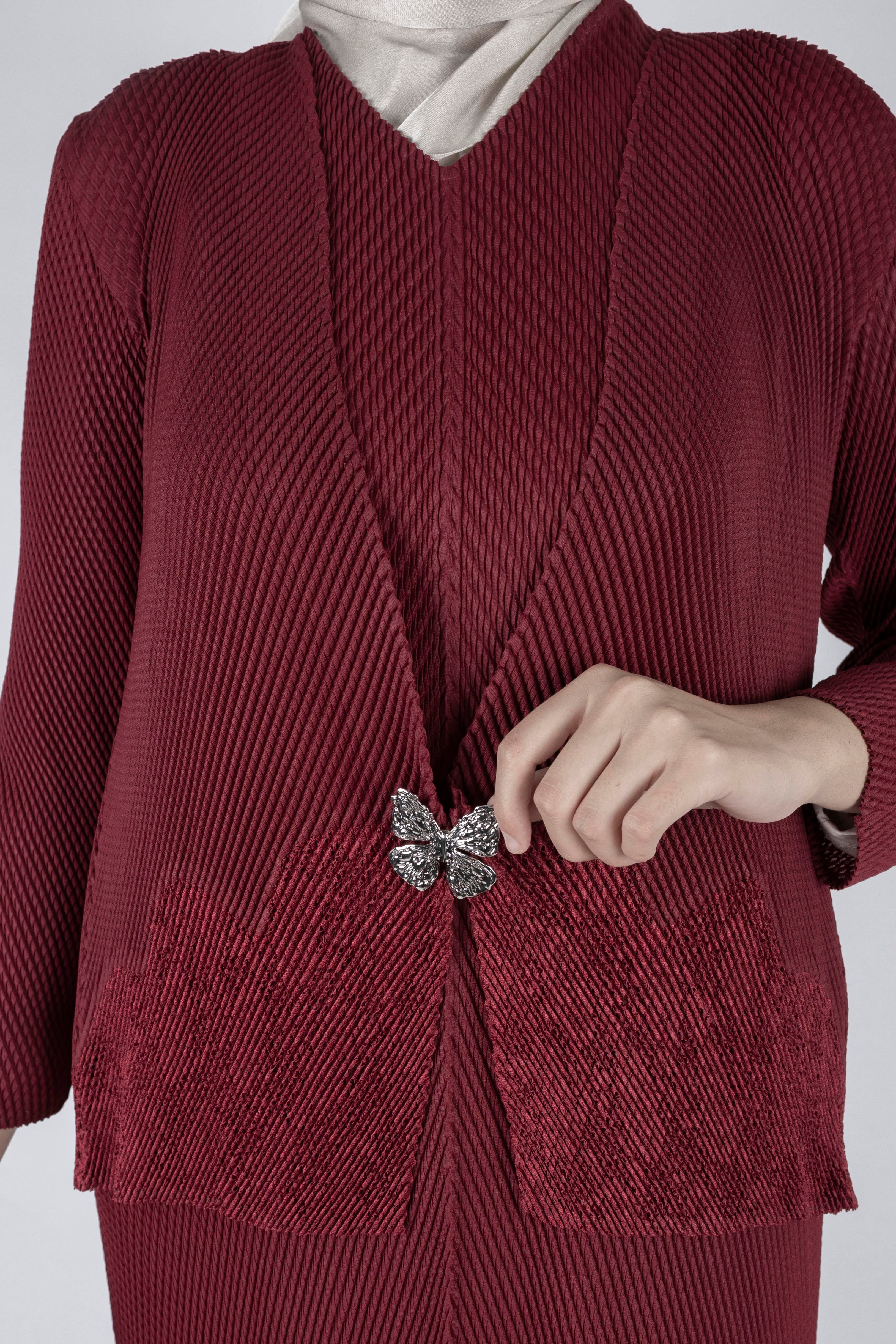 OTW24815 İthal Büyük Beden Ceketli Elbise Kırmızı