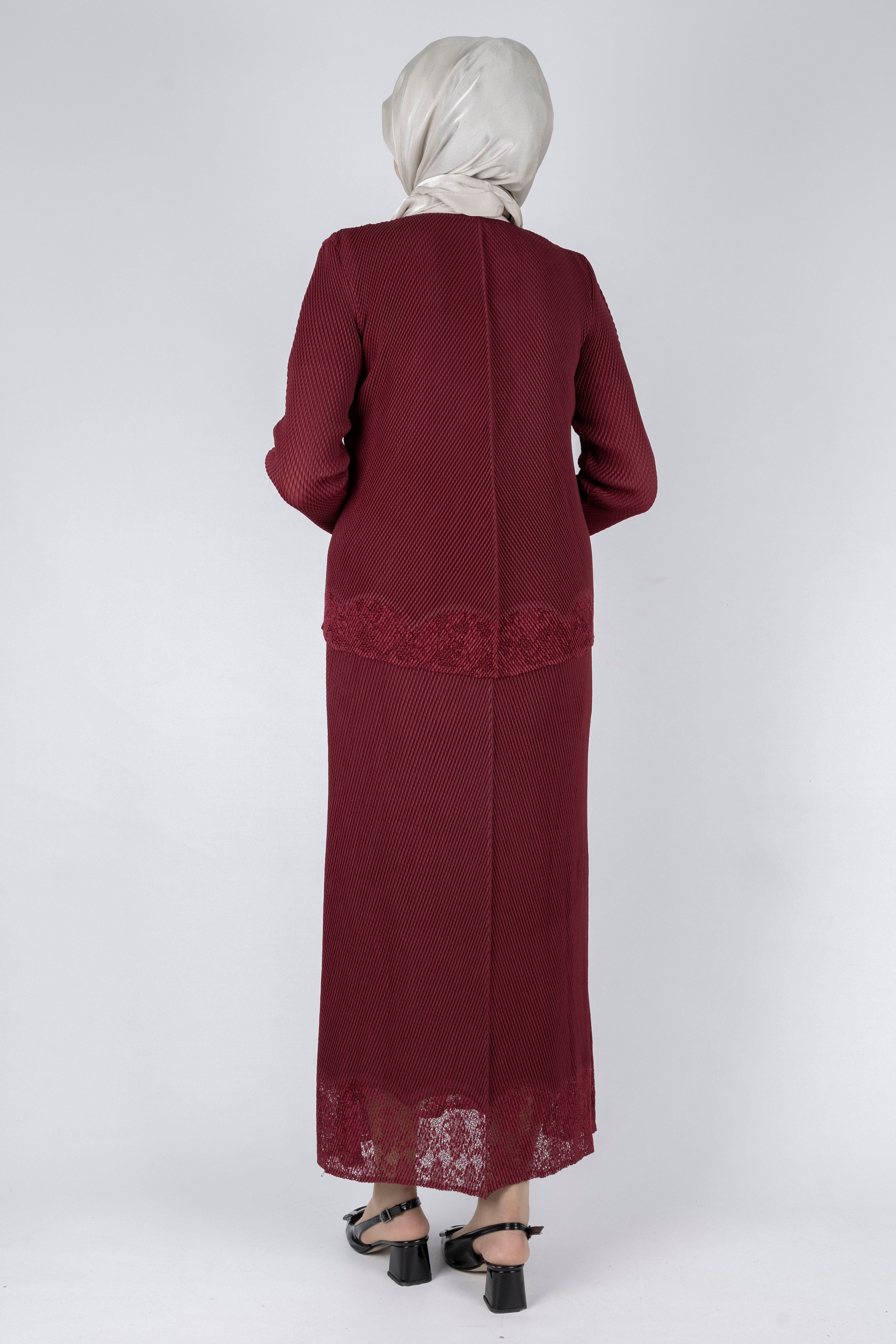 OTW24815 İthal Büyük Beden Ceketli Elbise Kırmızı