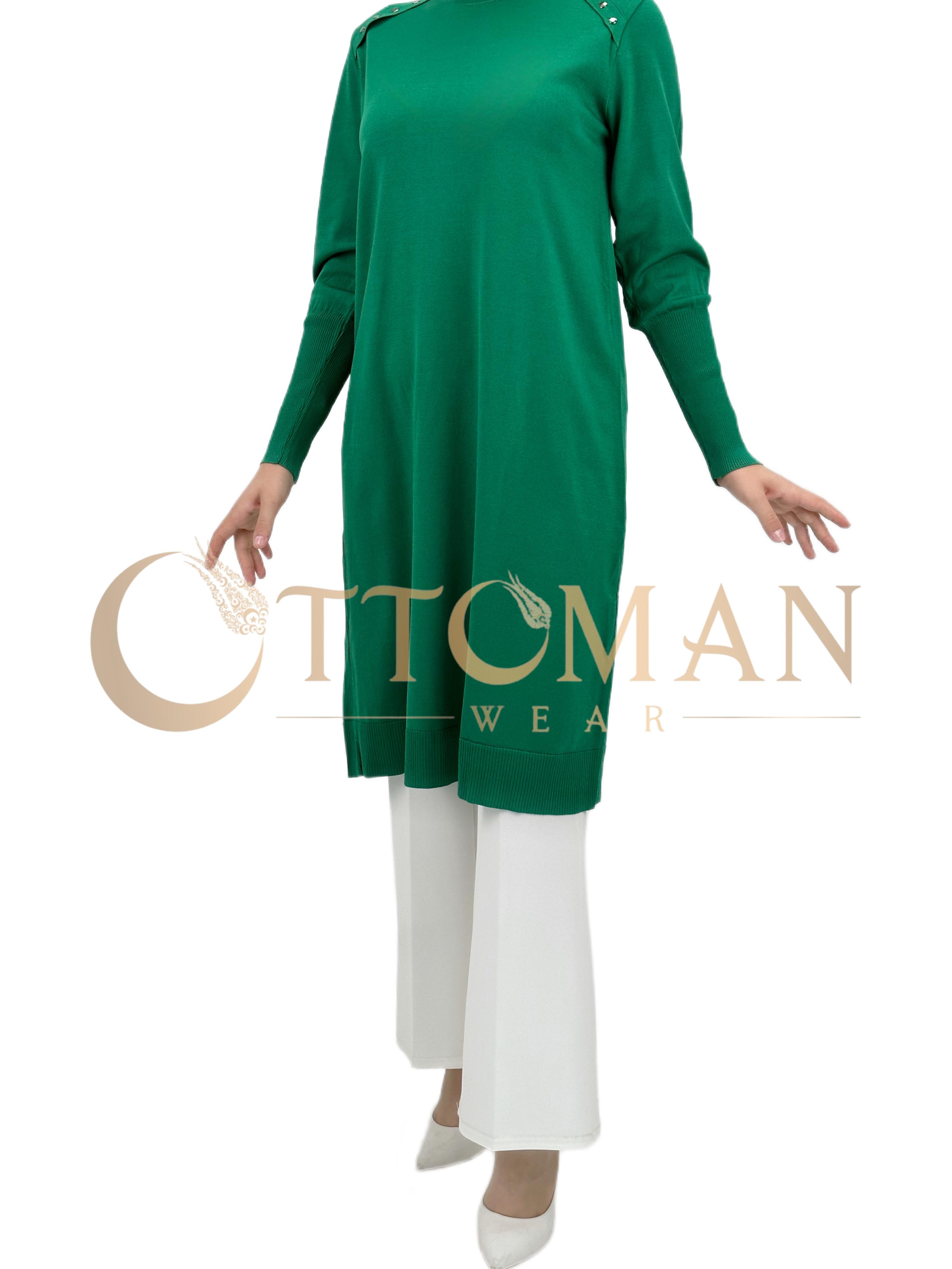 OTW2769 Omuzu Zımbalı Triko Tunik Benetton