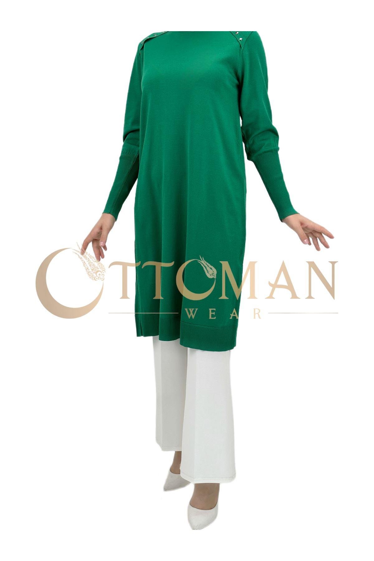 OTW2769 Omuzu Zımbalı Triko Tunik Benetton