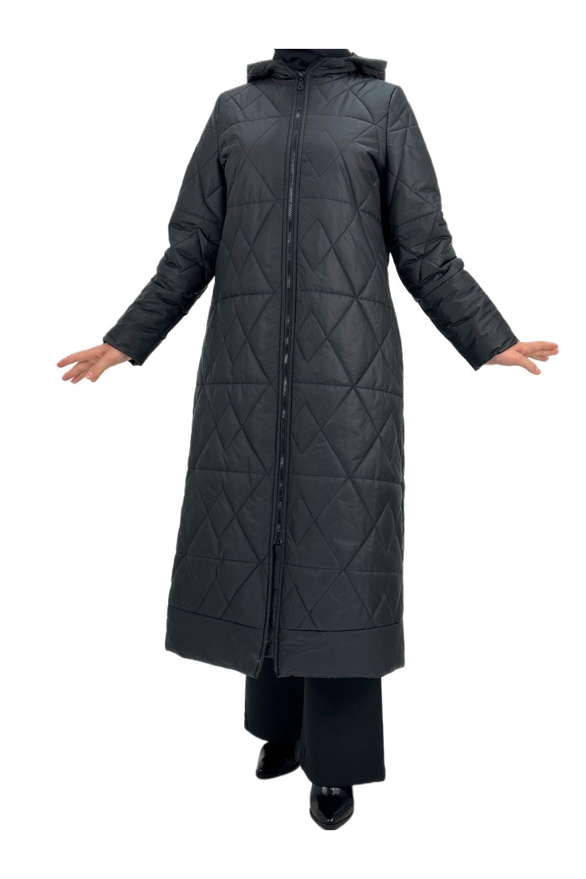 OTW36203 Kapüşonlu Şişme Mont Siyah
