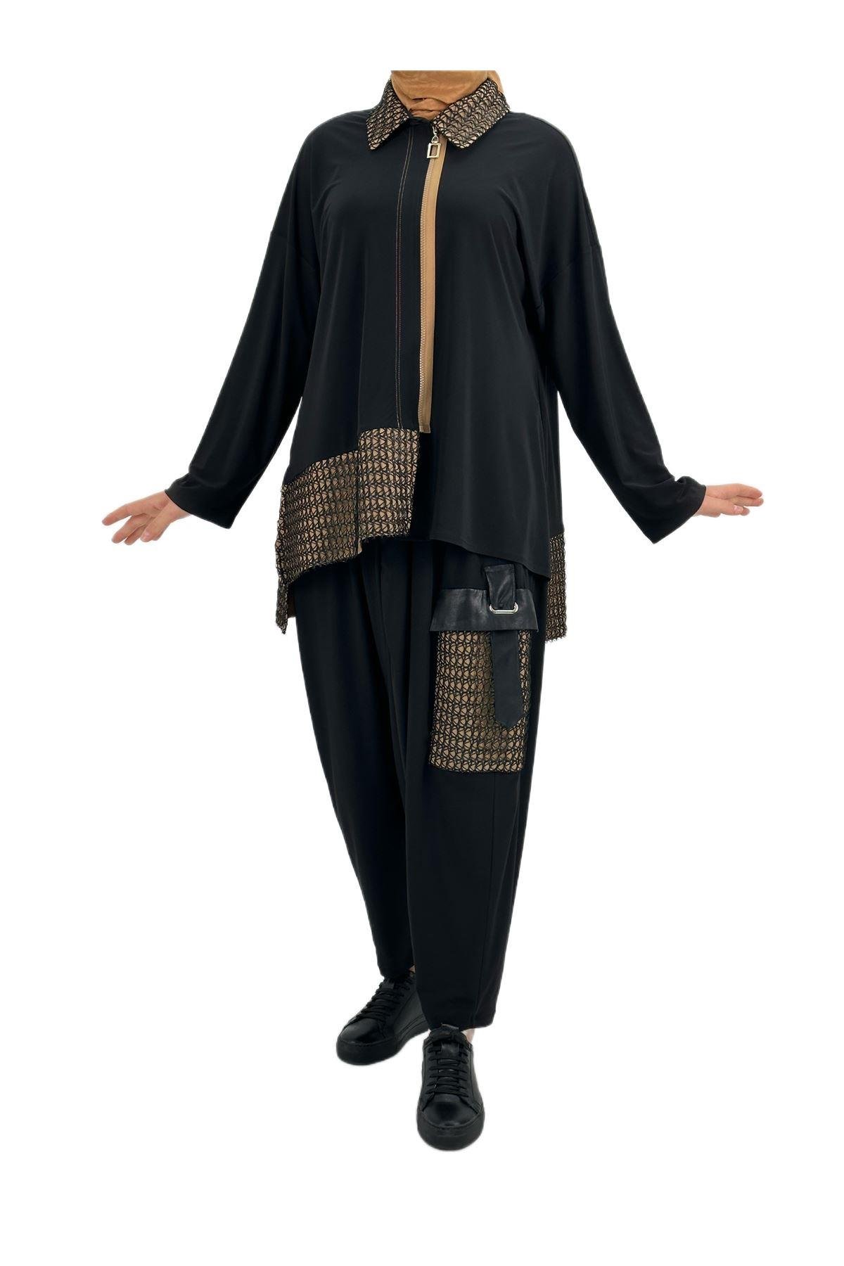 OTW41923 Şalvarlı Takım Siyah