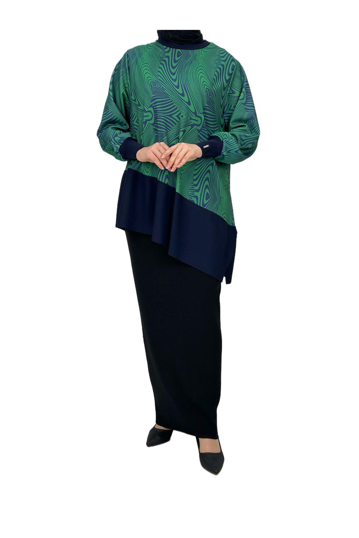 OTW5232 Desenli Tunik Yeşil