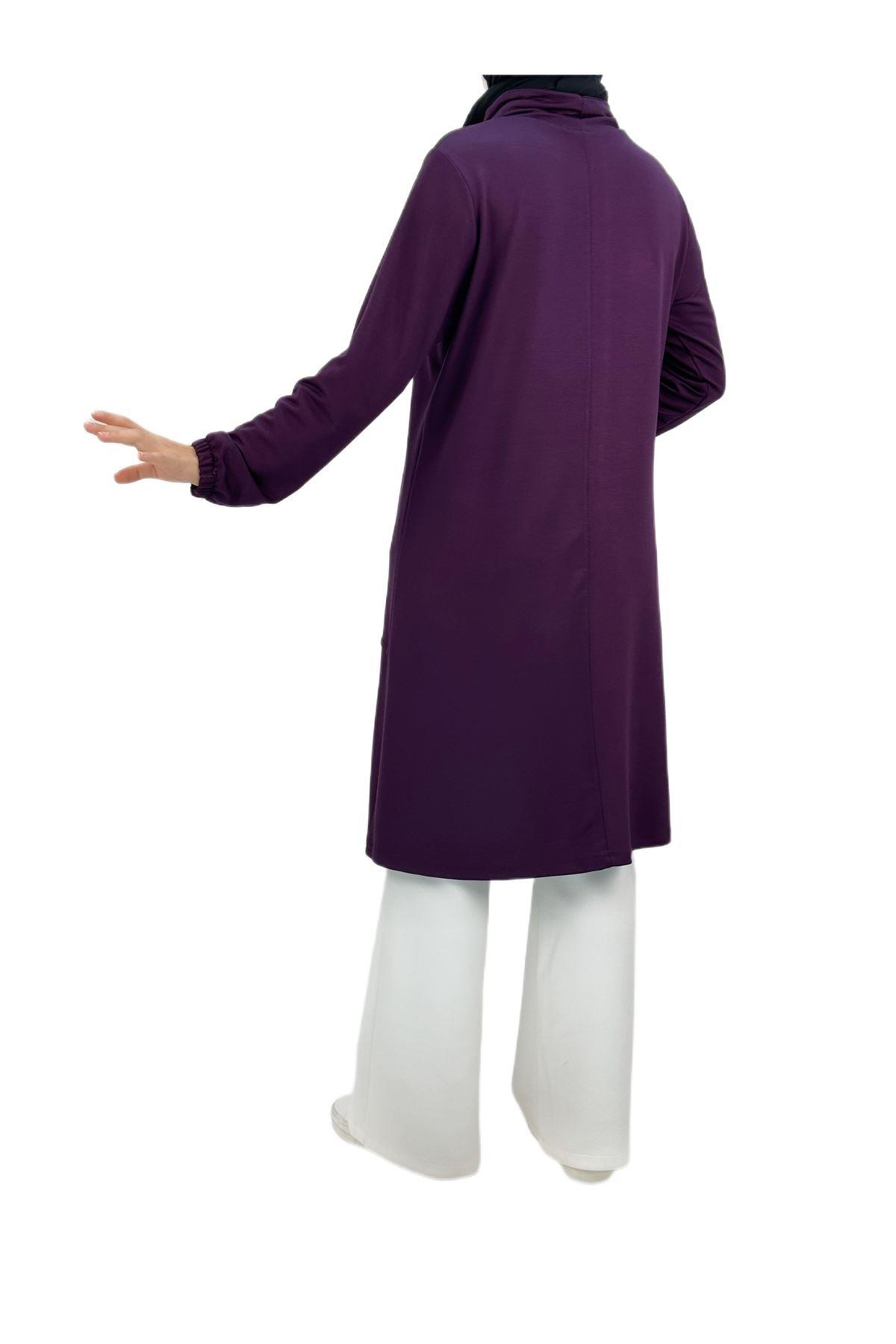 OTW593 Degaje Yaka Tunik Mor