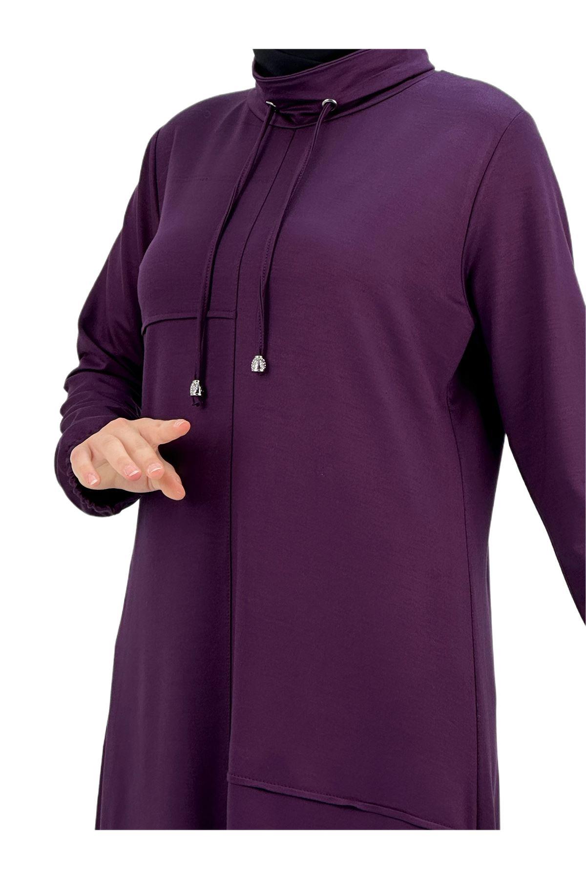 OTW593 Degaje Yaka Tunik Mor