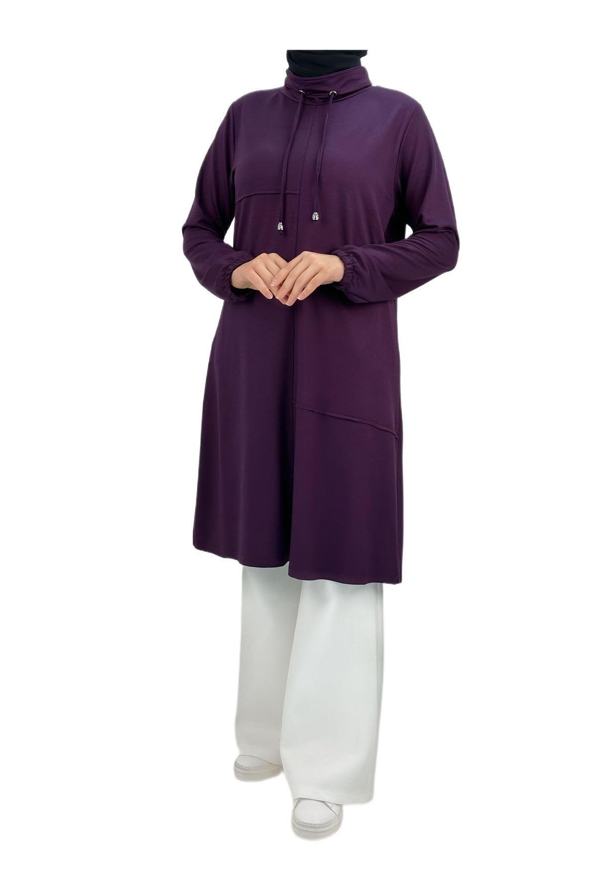 OTW593 Degaje Yaka Tunik Mor