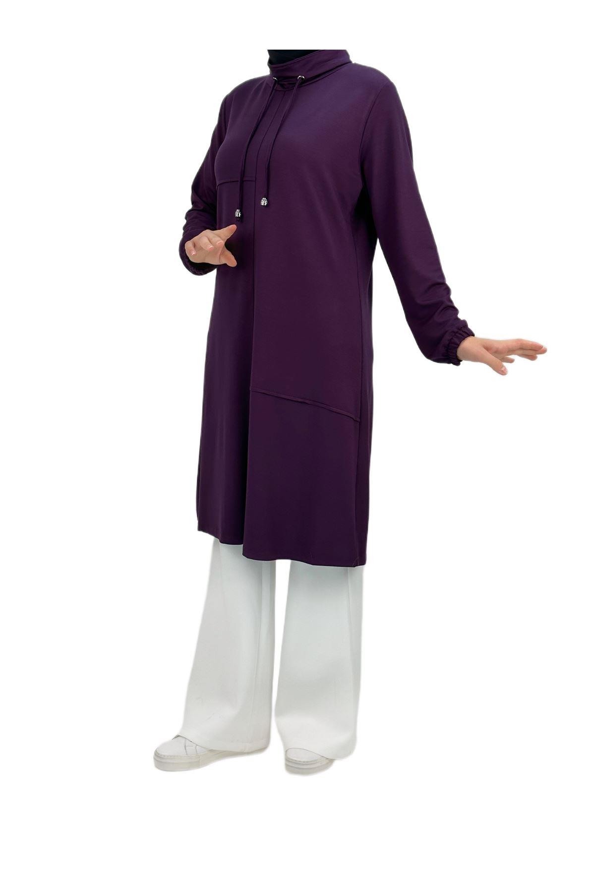 OTW593 Degaje Yaka Tunik Mor