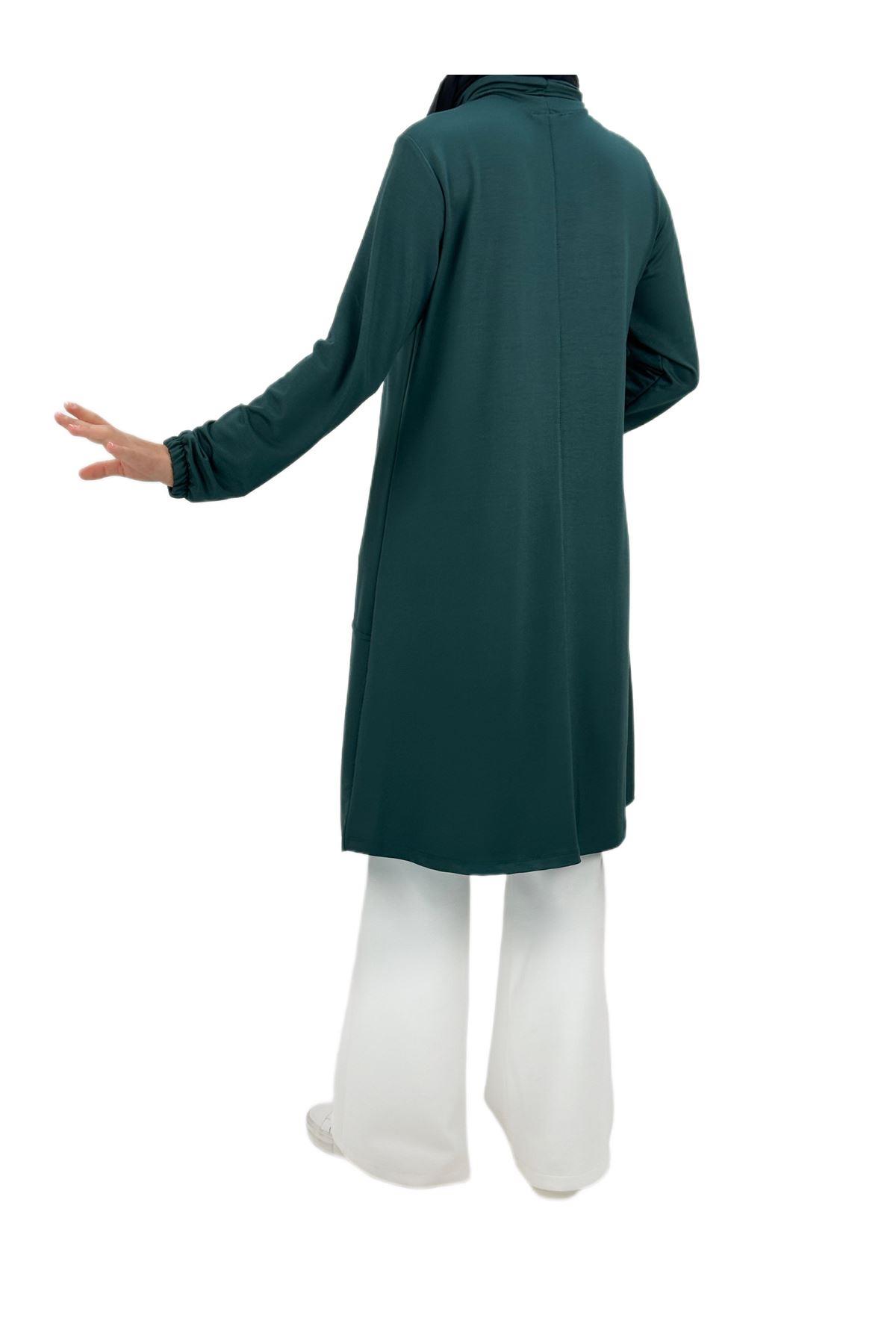OTW593 Degaje Yaka Tunik Zümrüt