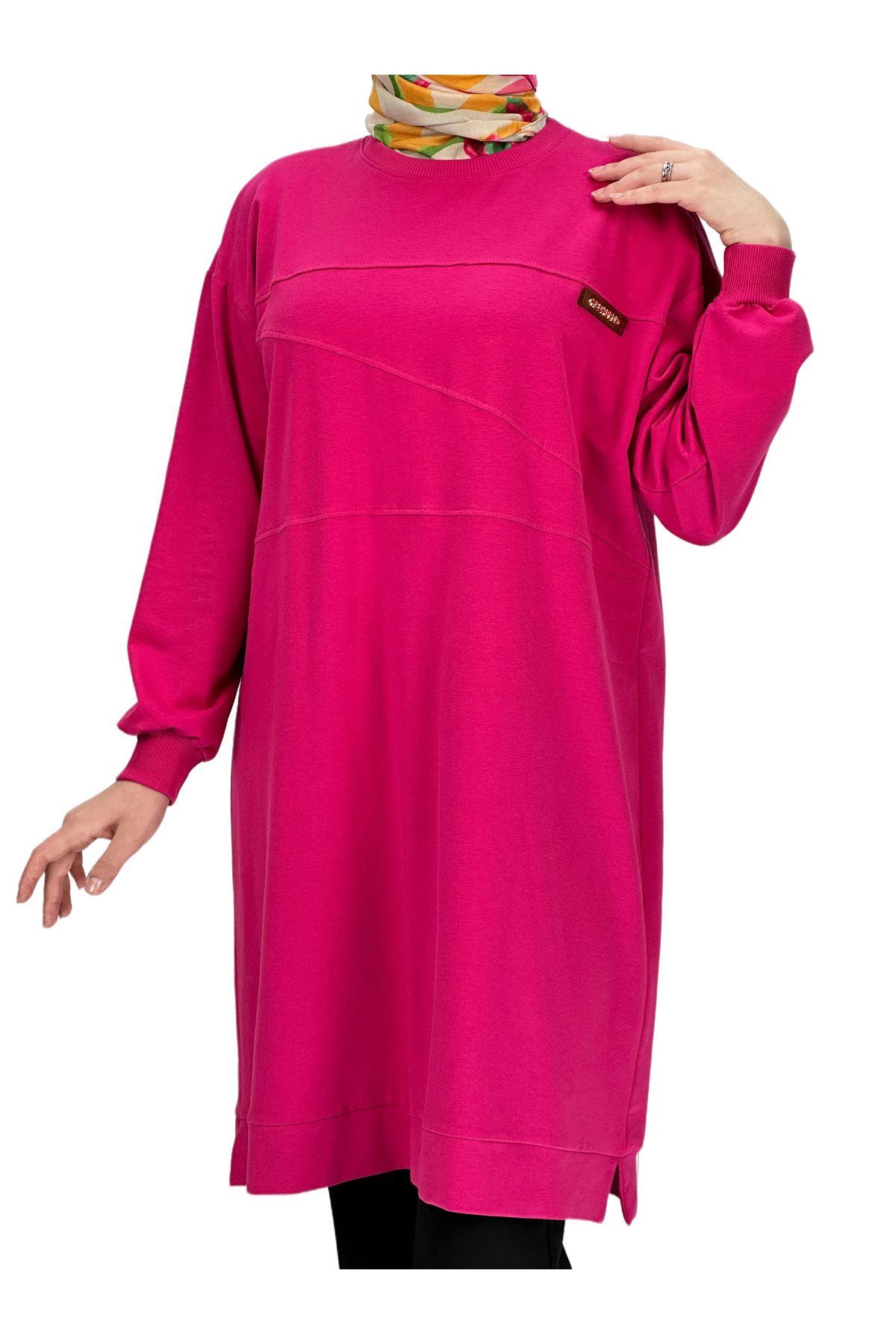 OTW6330 Büyük Beden Tunik Pembe
