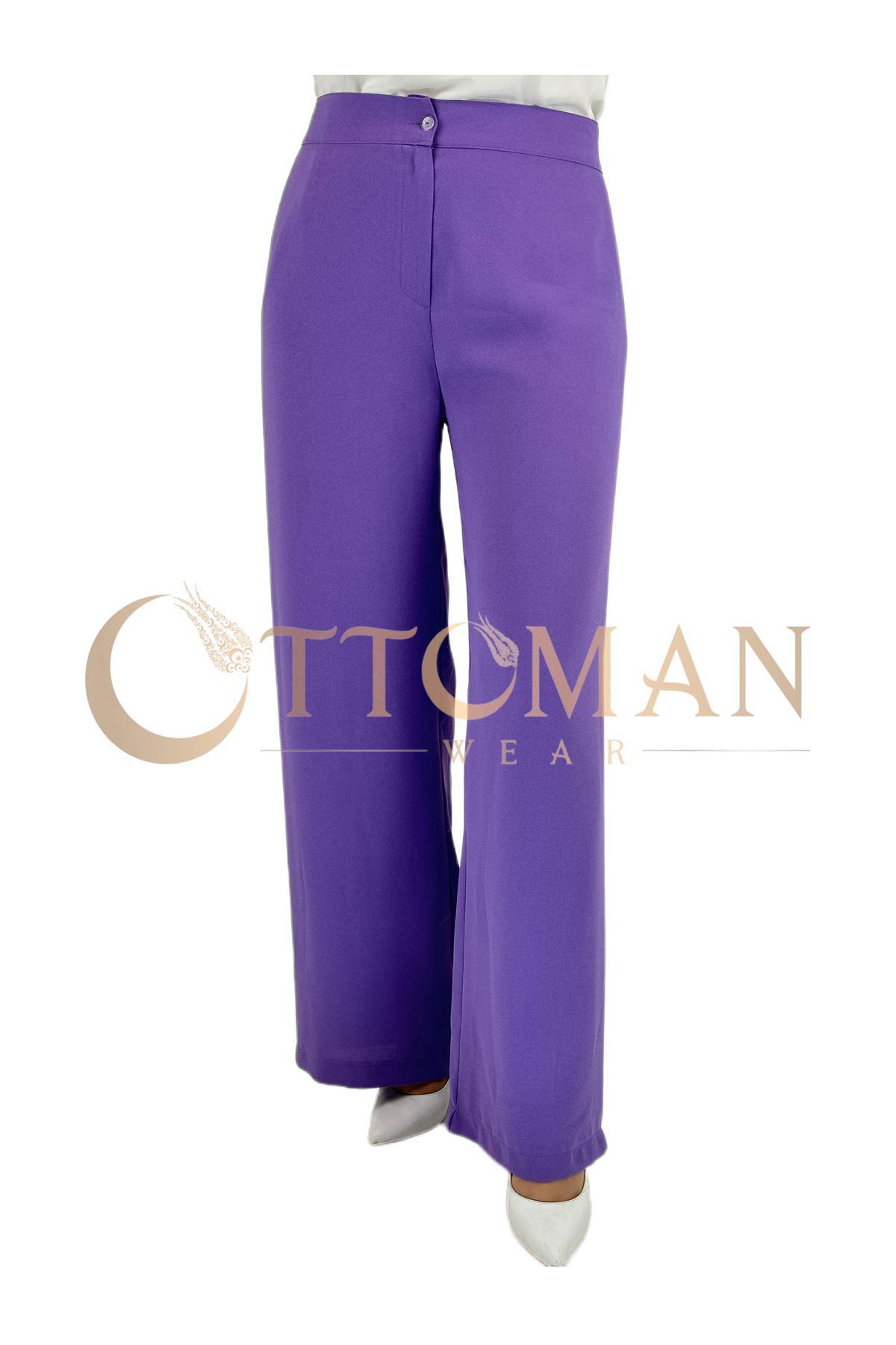 OTW6558 Krep Pantolon Lila