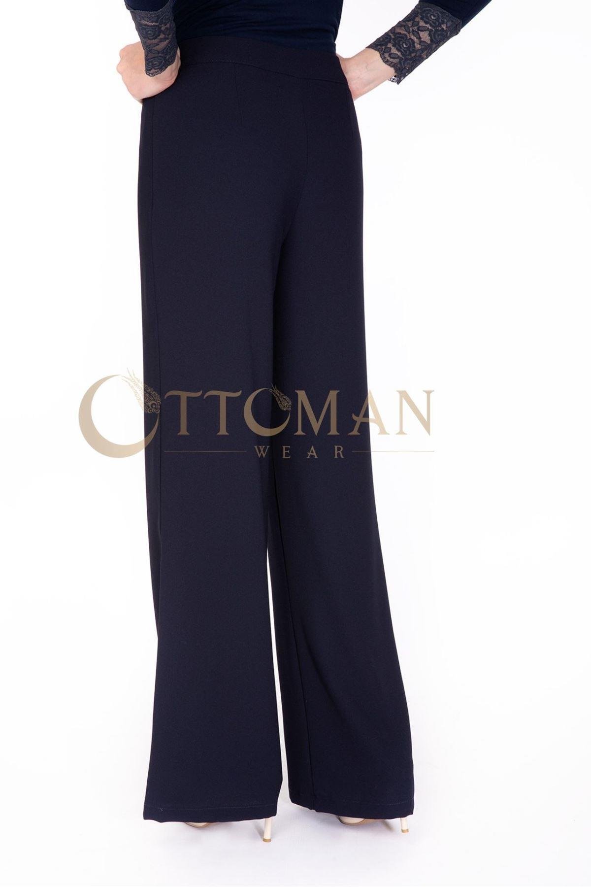 OTW703 Bol Paça Krep Pantolon Lacivert