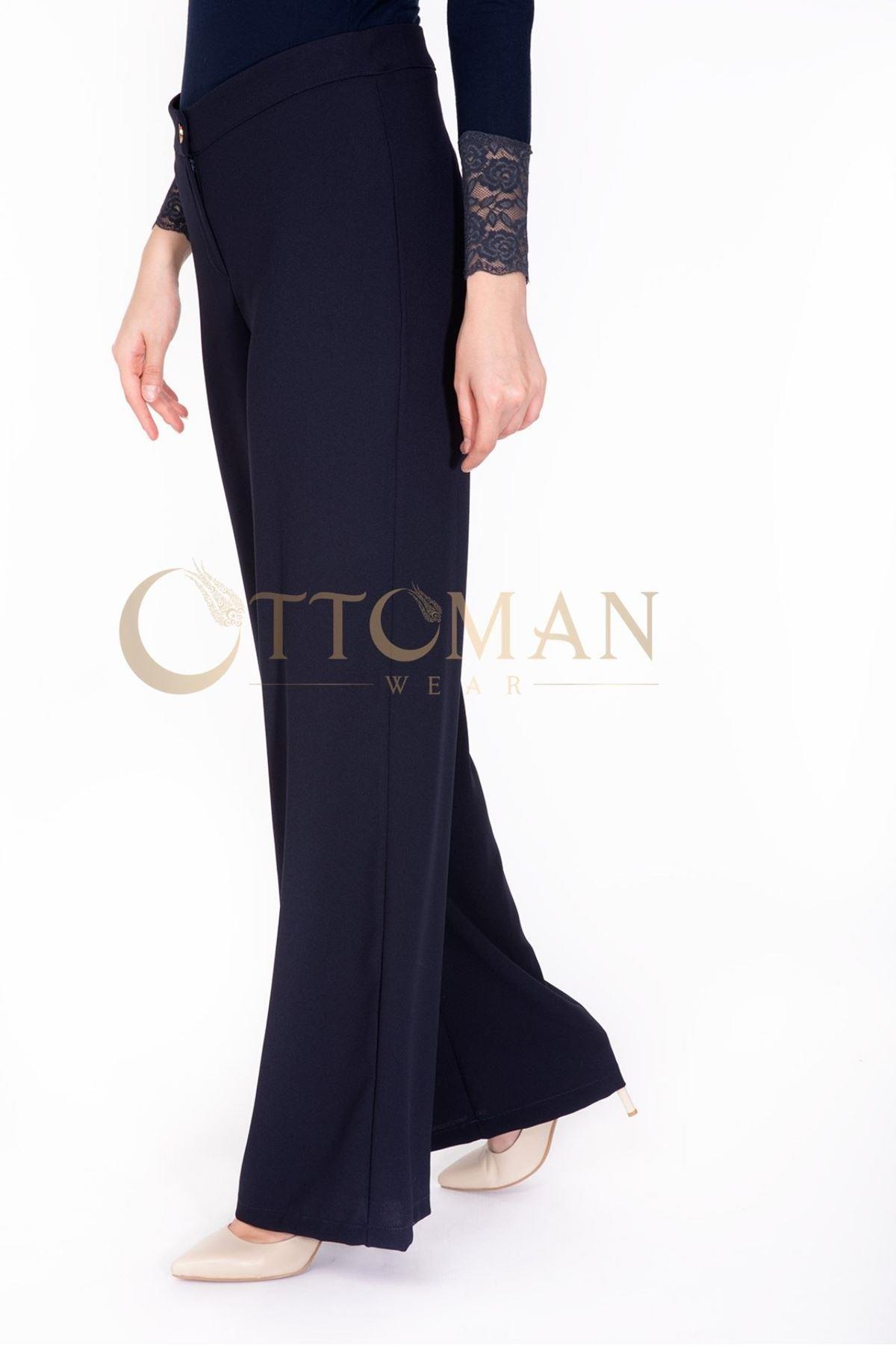 OTW703 Bol Paça Krep Pantolon Lacivert