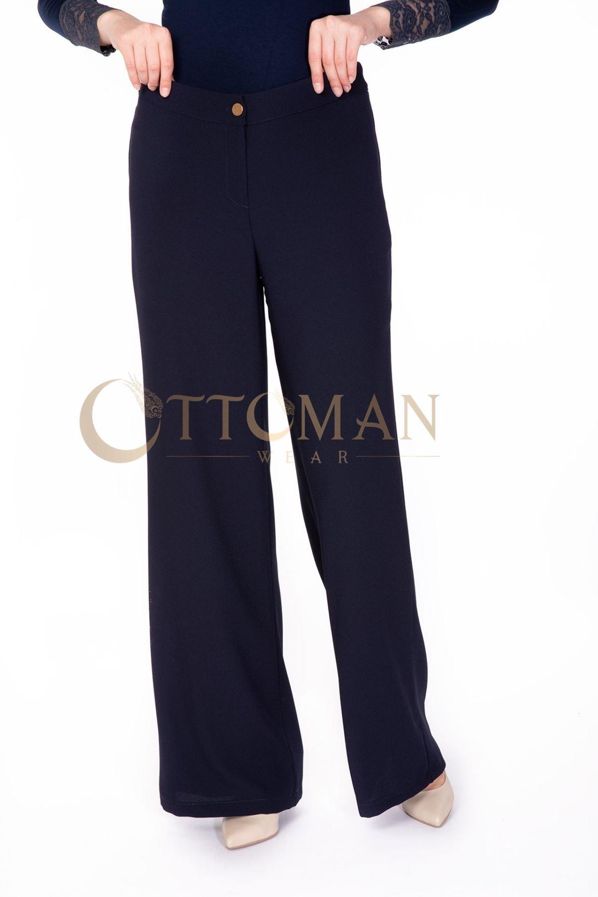 OTW703 Bol Paça Krep Pantolon Lacivert