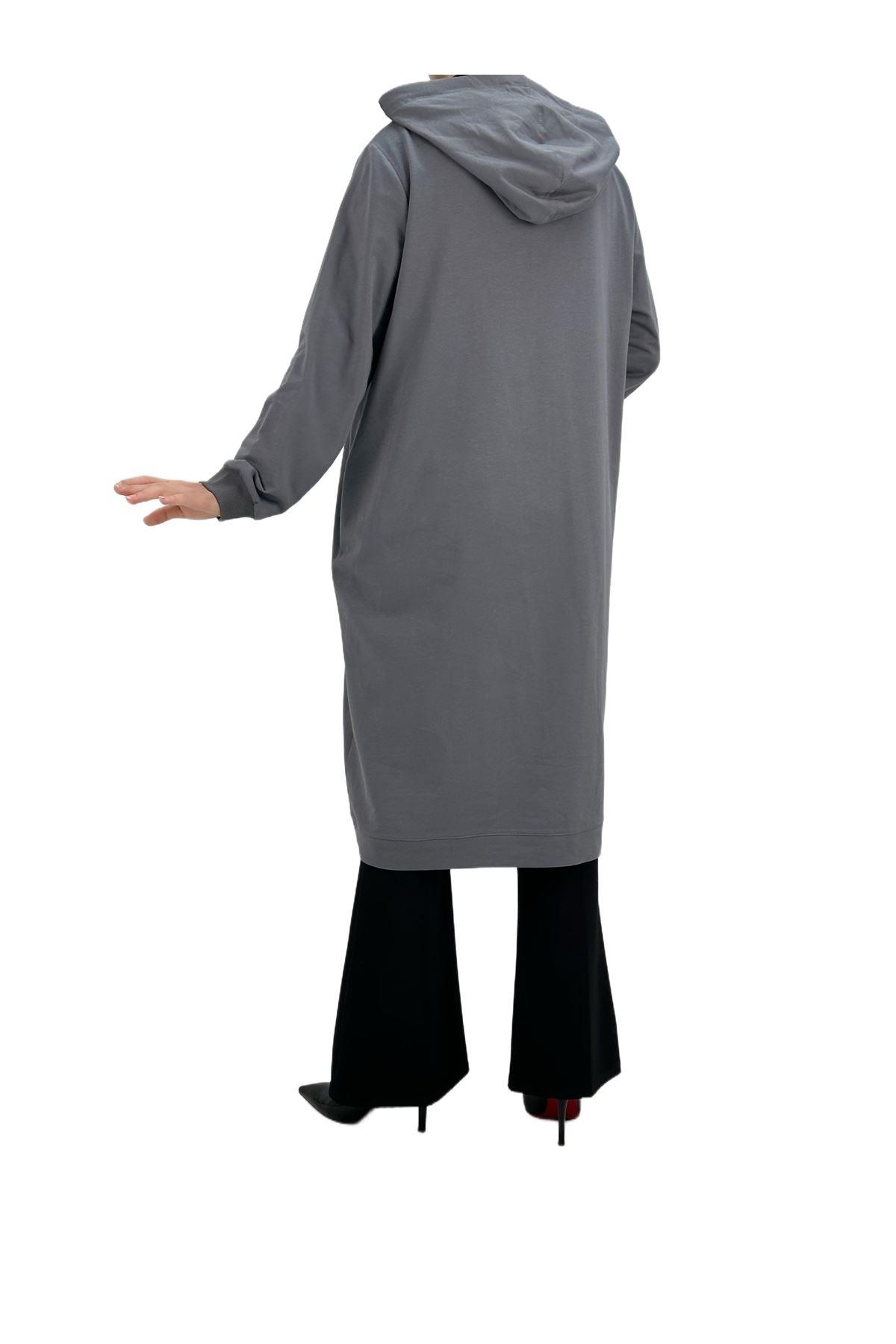OTW7467 Yandan Fermuarlı Tunik Gri