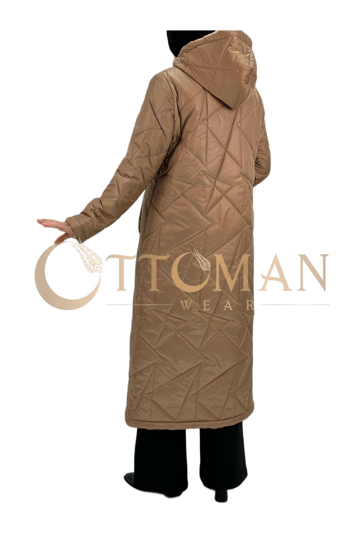 OTW804 Armine Kapitone Şişme Mont Camel