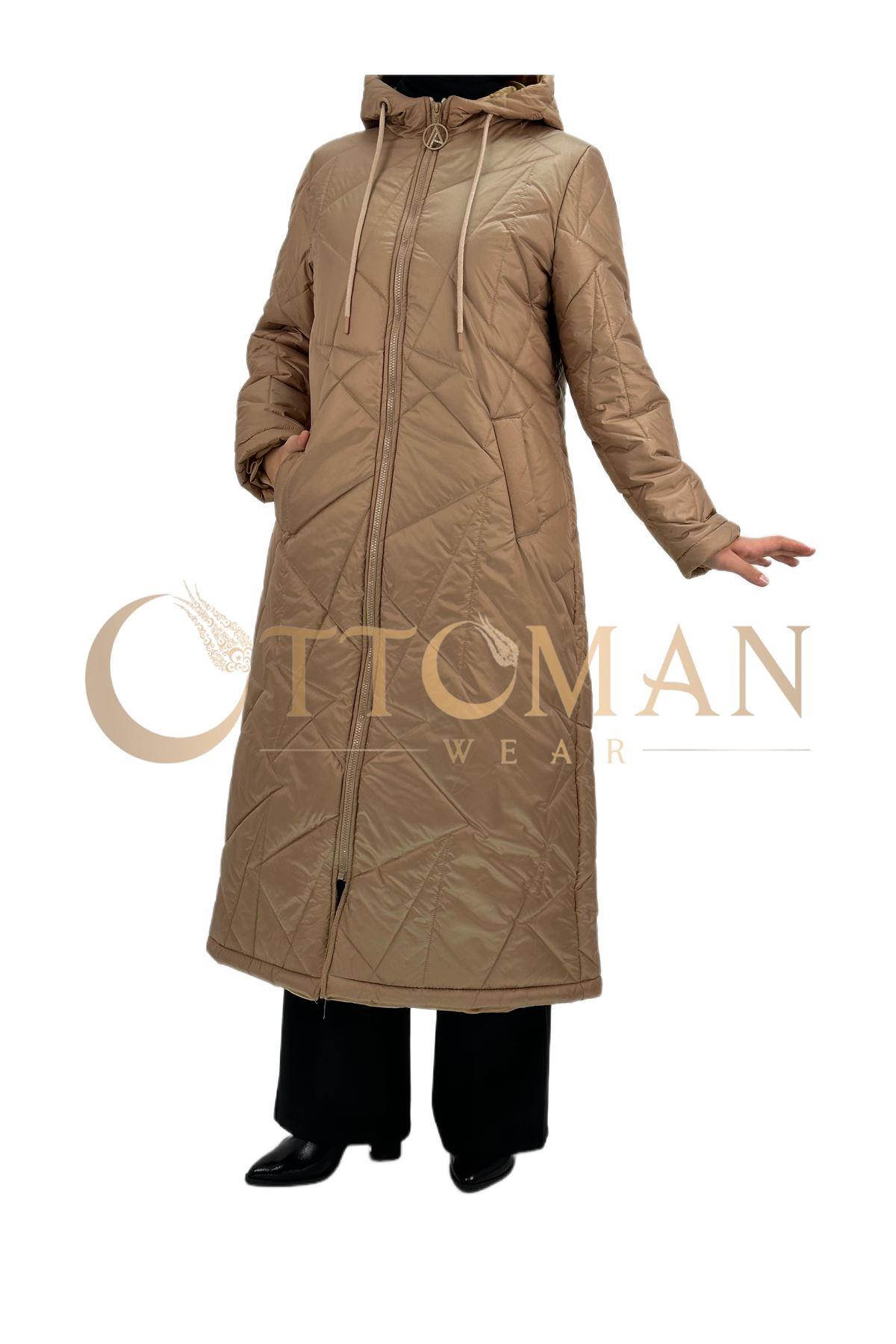 OTW804 Armine Kapitone Şişme Mont Camel
