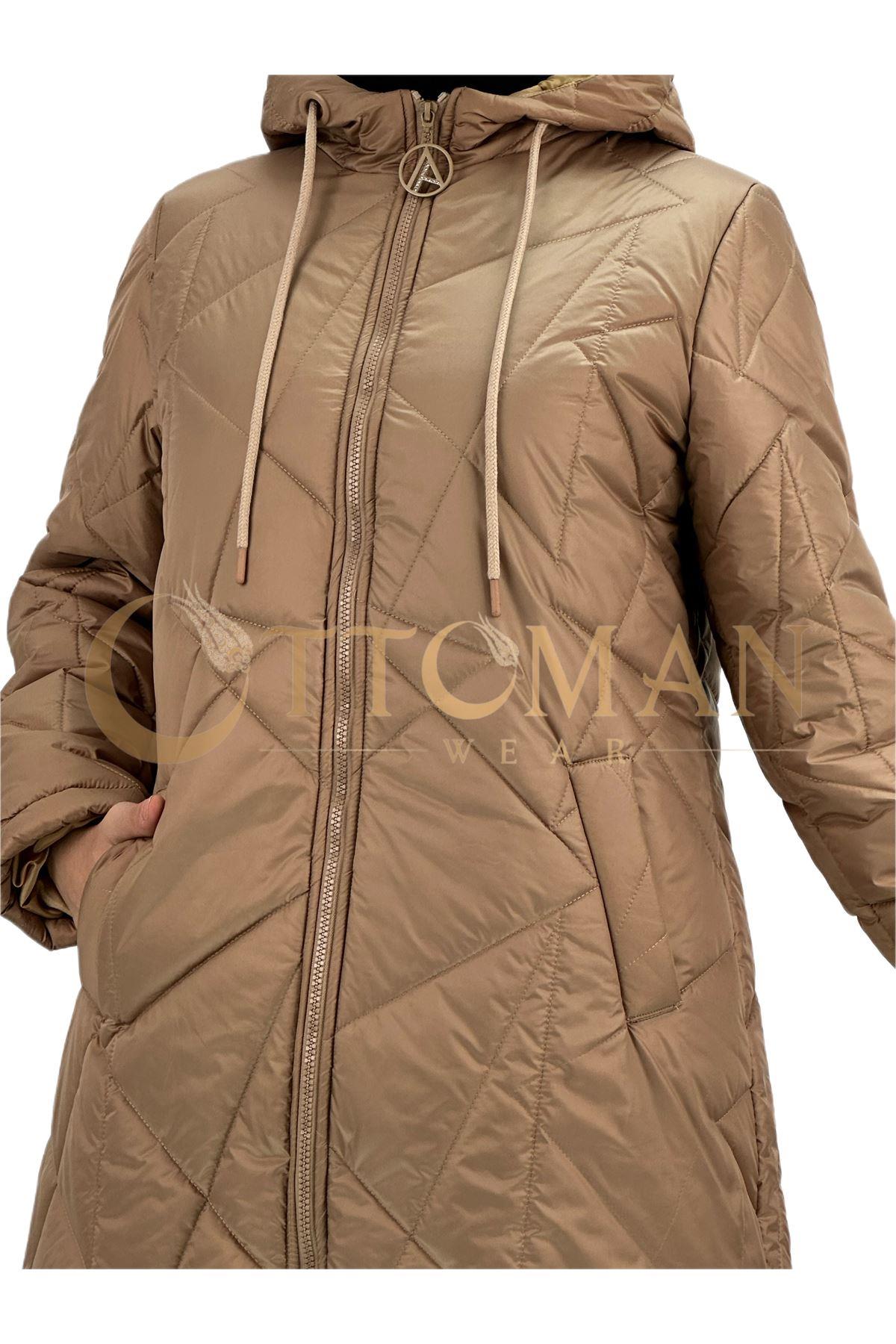 OTW804 Armine Kapitone Şişme Mont Camel