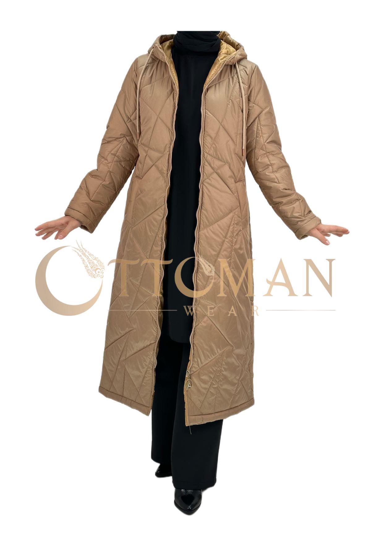 OTW804 Armine Kapitone Şişme Mont Camel
