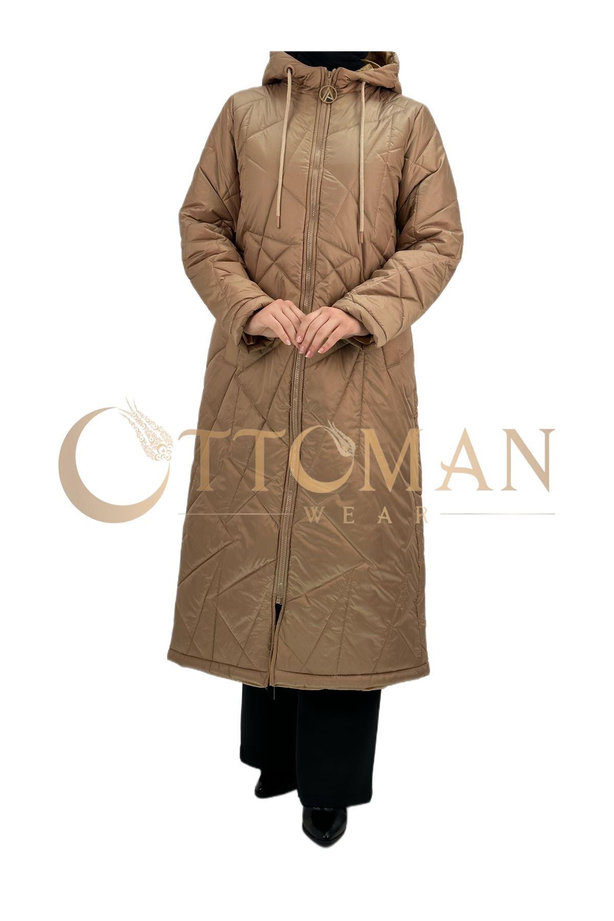 OTW804 Armine Kapitone Şişme Mont Camel