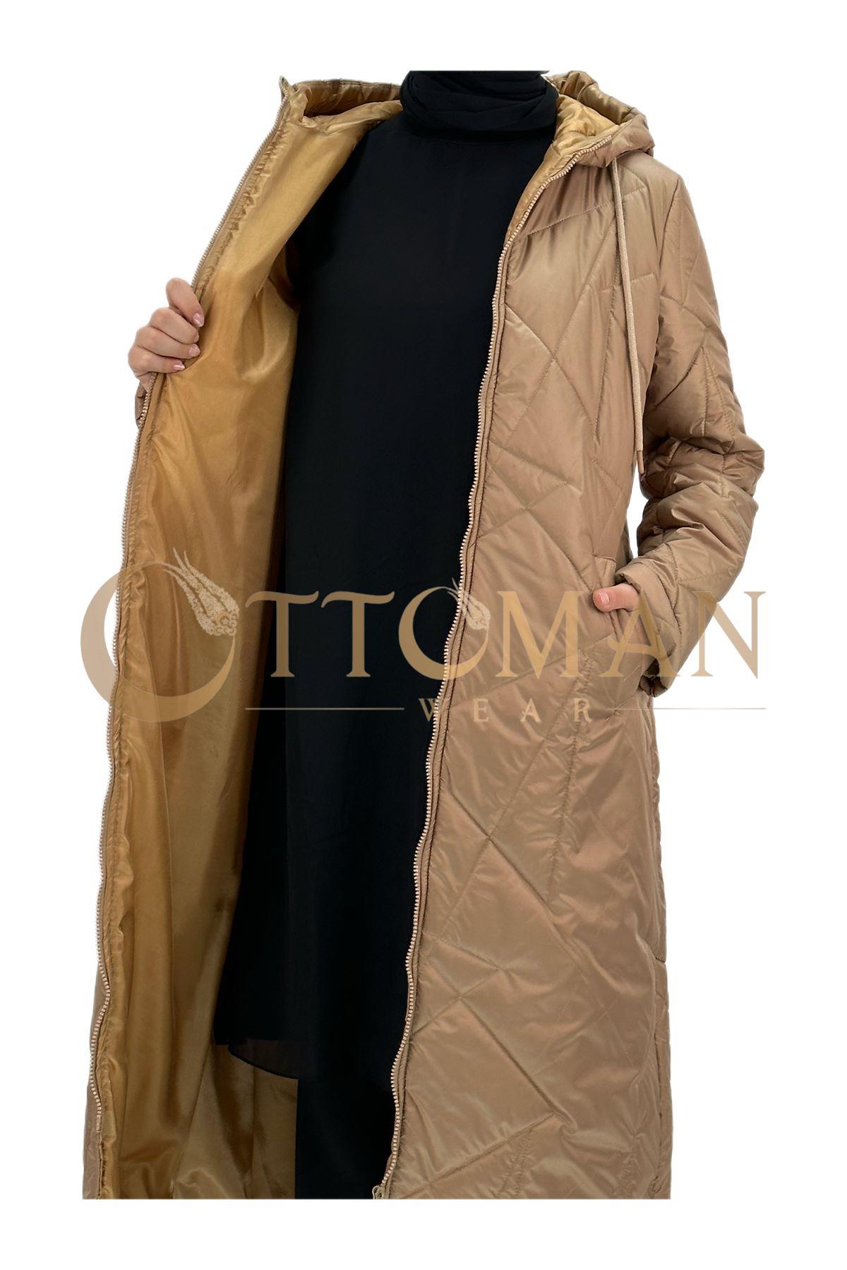 OTW804 Armine Kapitone Şişme Mont Camel