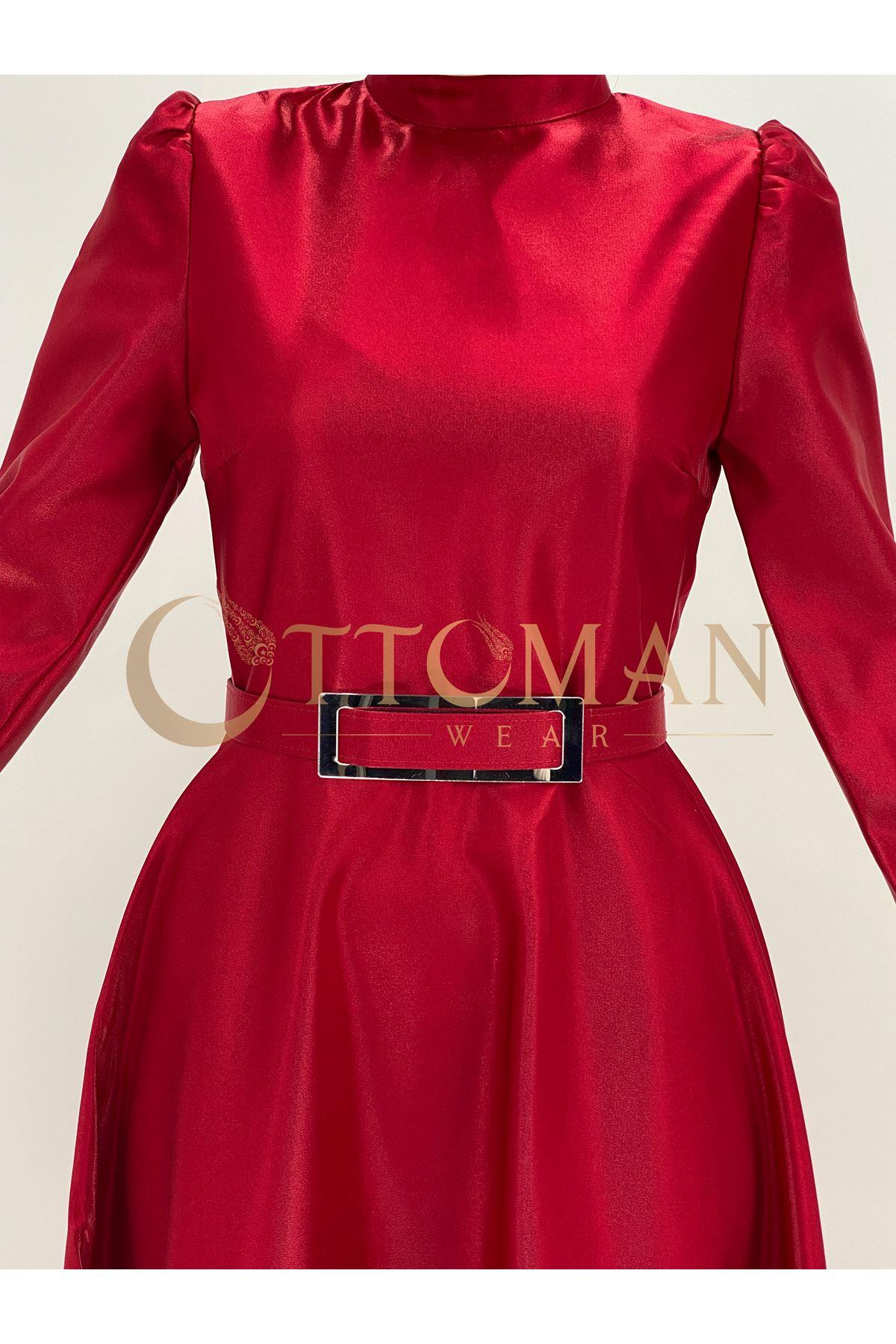 OTW9748 Abiye Elbise Kırmızı