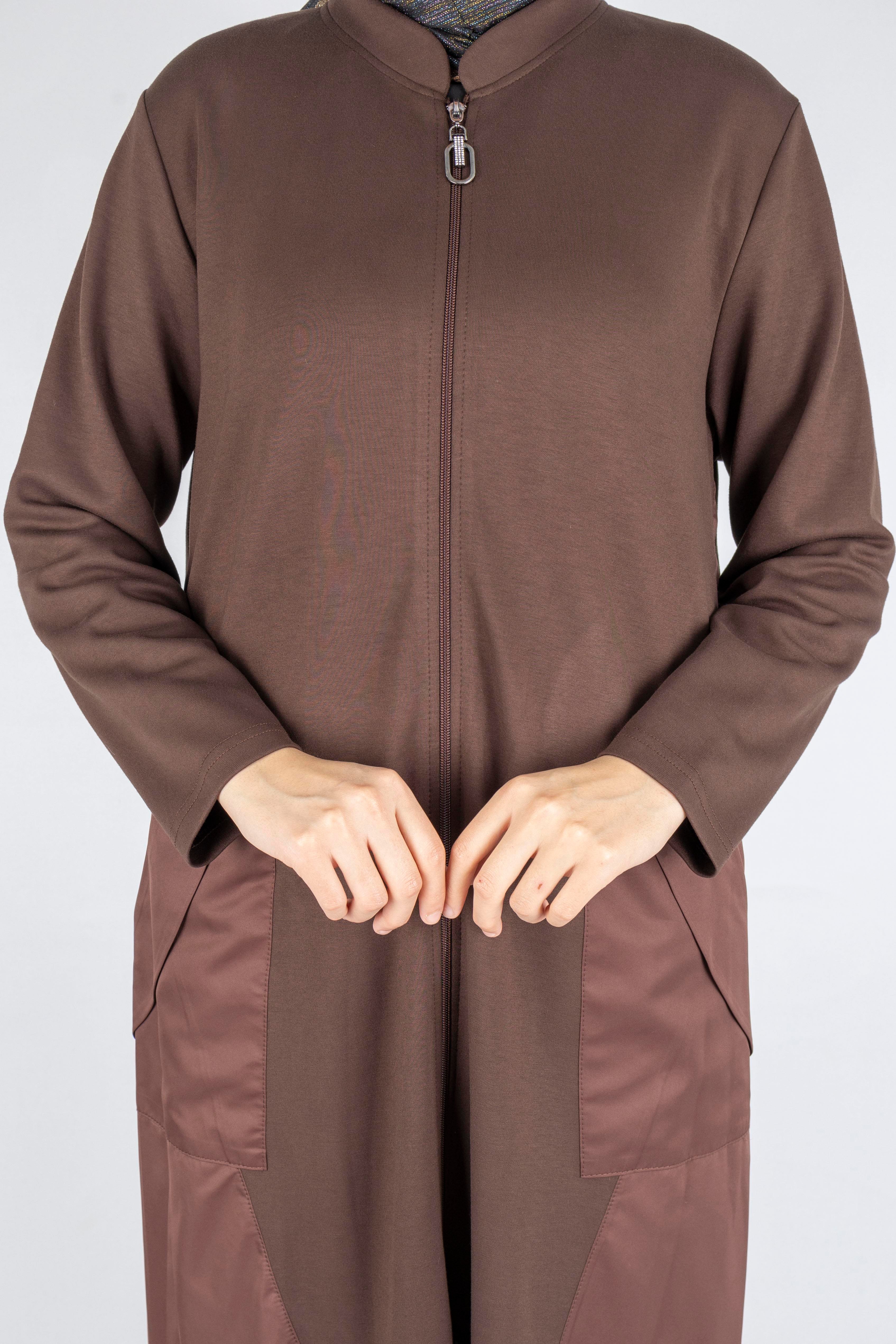 Paraşüt Detaylı Fermuarlı Oysho Kap Kahve OTW316