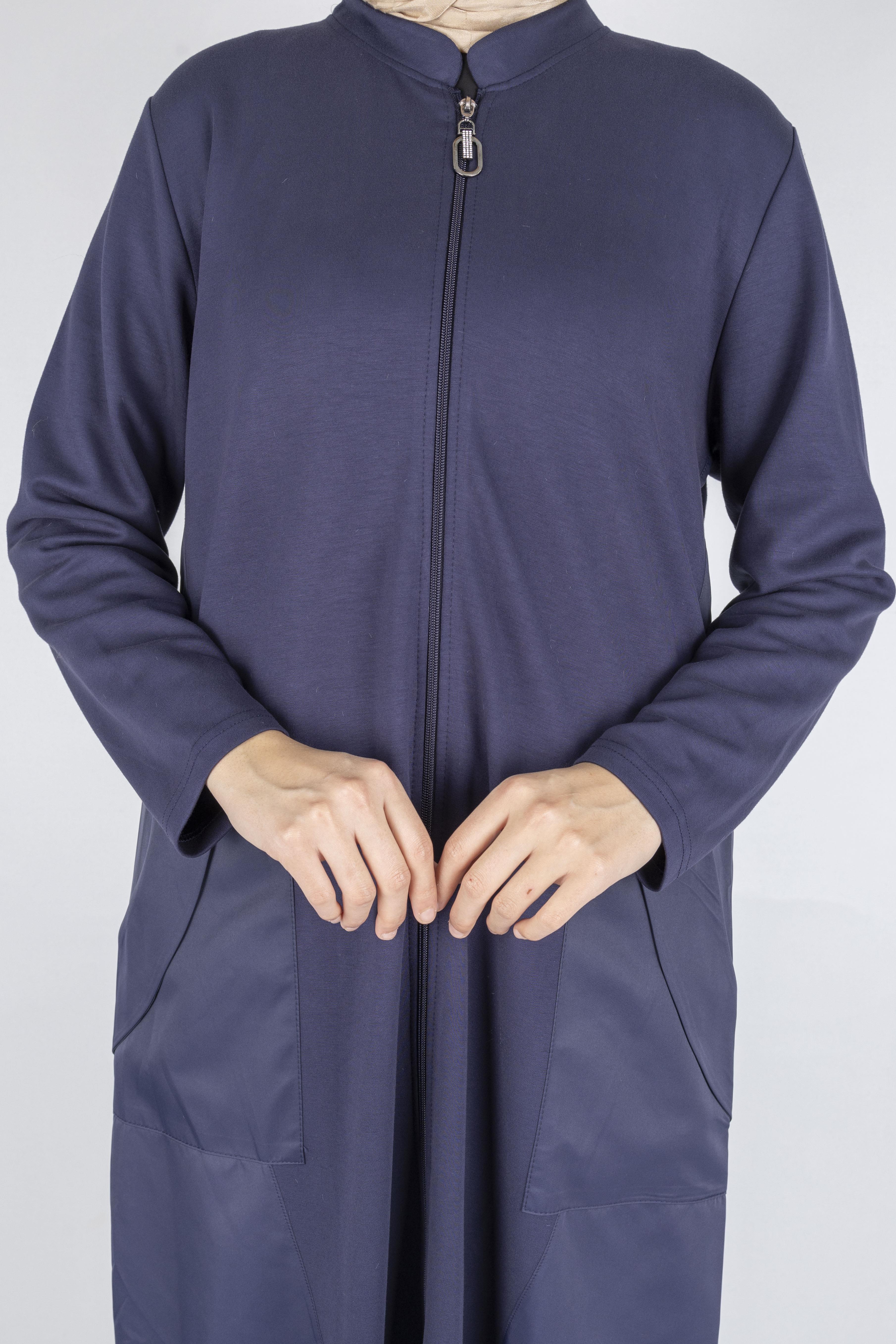 Paraşüt Detaylı Fermuarlı Oysho Kap Lacivert OTW316