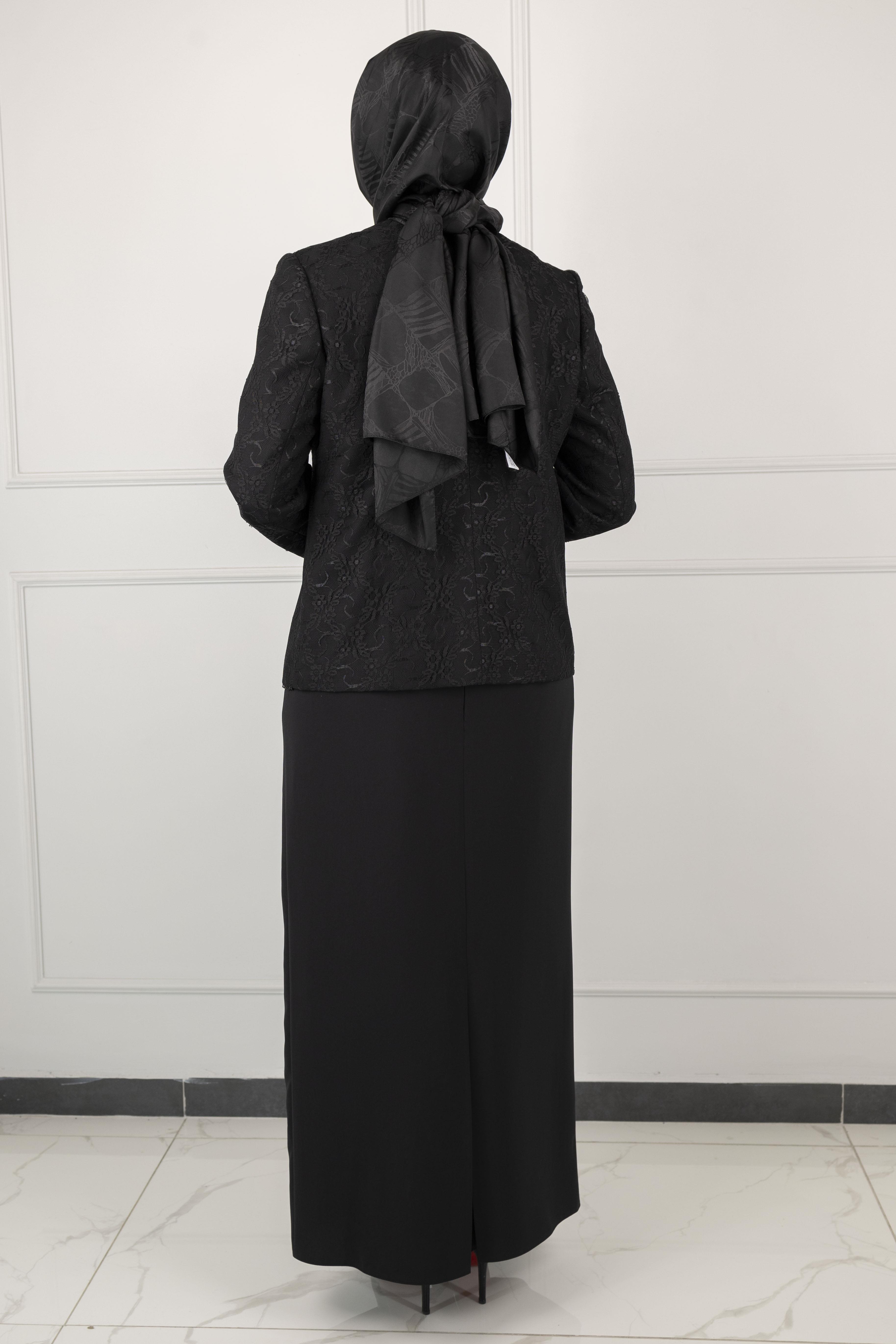 PAYET CEKETLİ  ETEKLİ ABİYE TAKIM Siyah OTW590