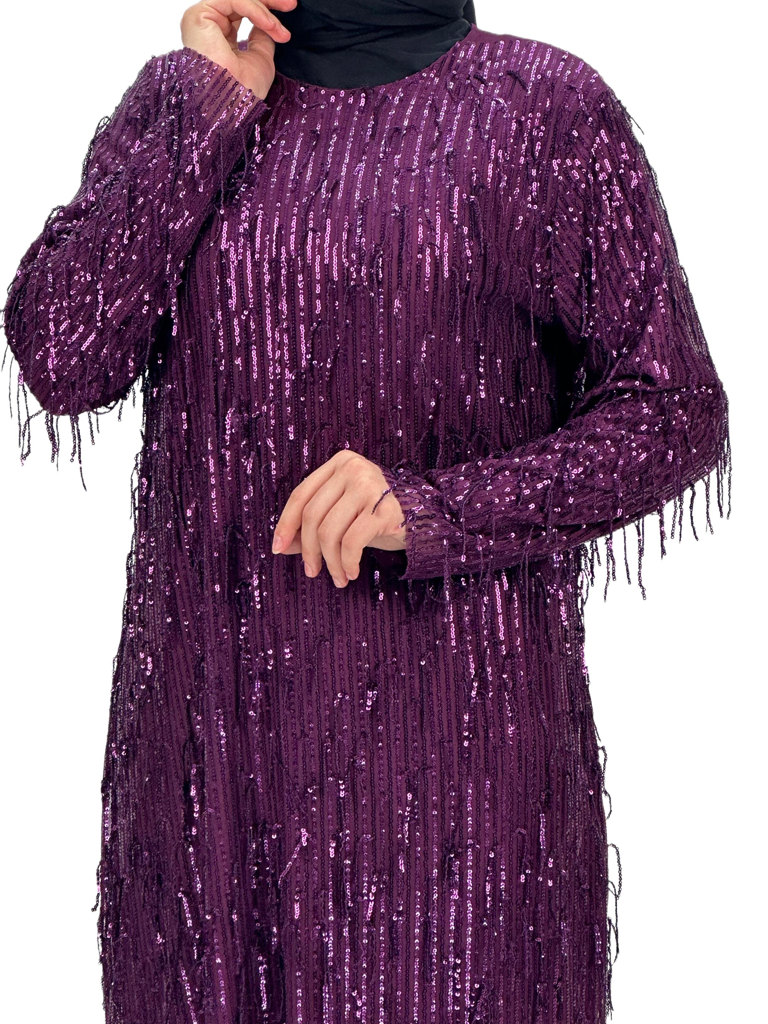 Pullu Abiye Elbise Mor OTW4475