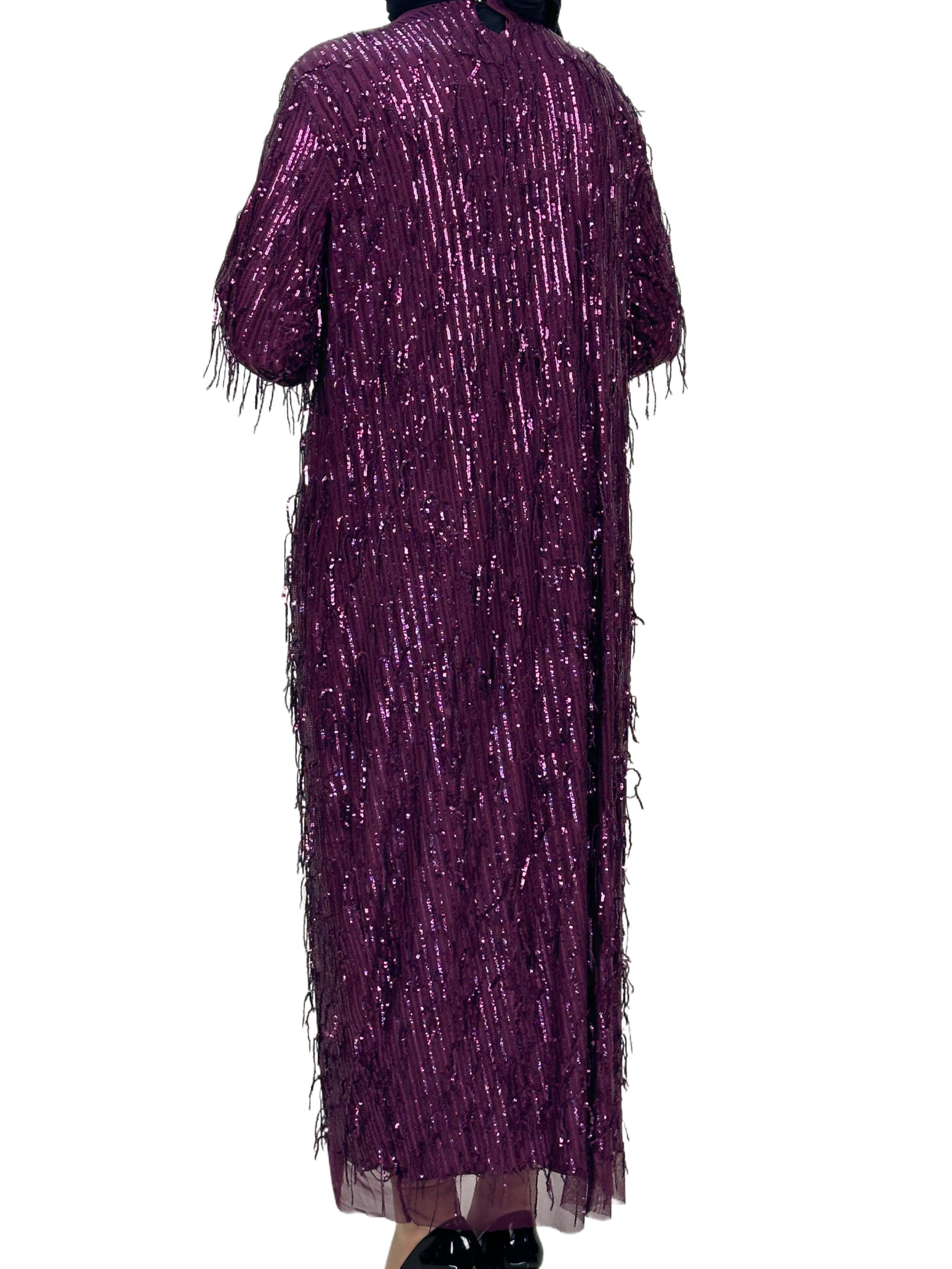 Pullu Abiye Elbise Mor OTW4475