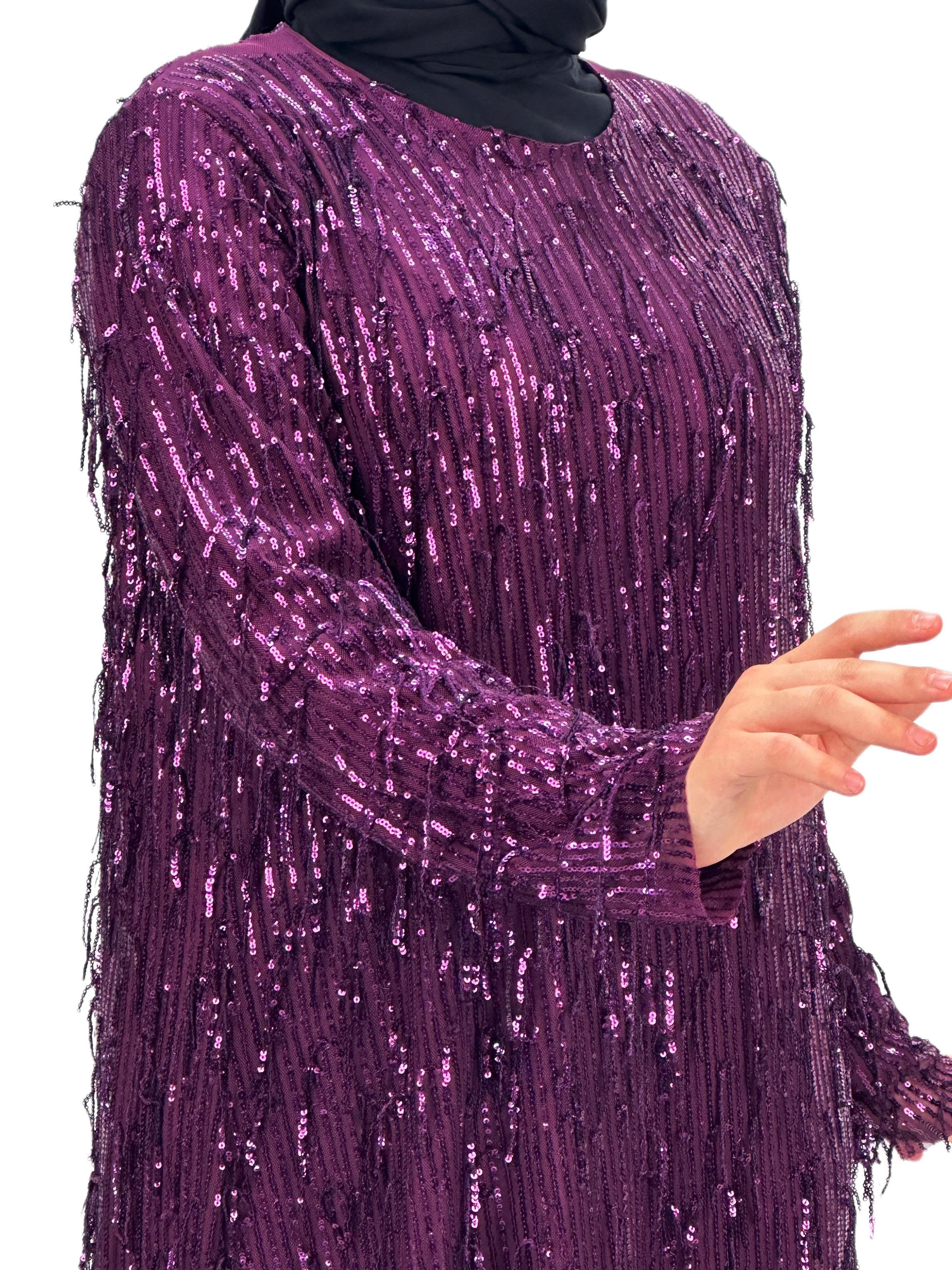 Pullu Abiye Elbise Mor OTW4475